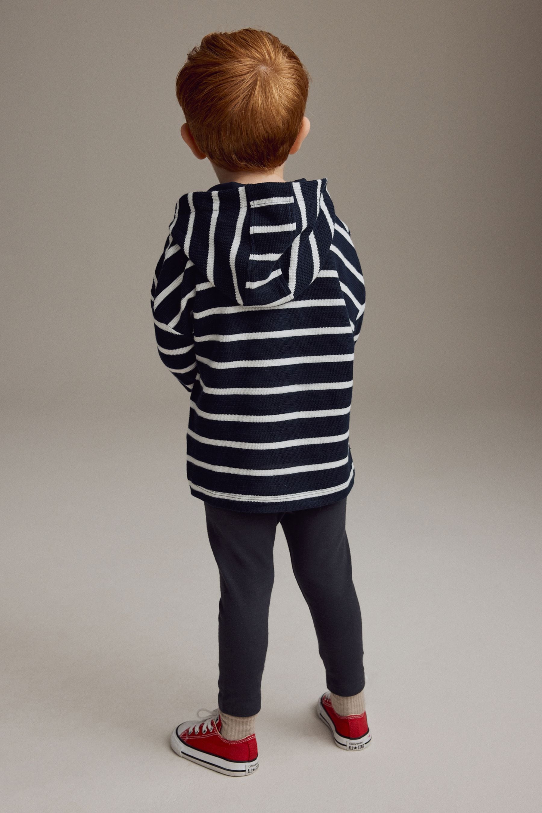 Navy/White Stripe Long Sleeve 100% Cotton Hoodie and Leggings Set (3mths-7yrs)