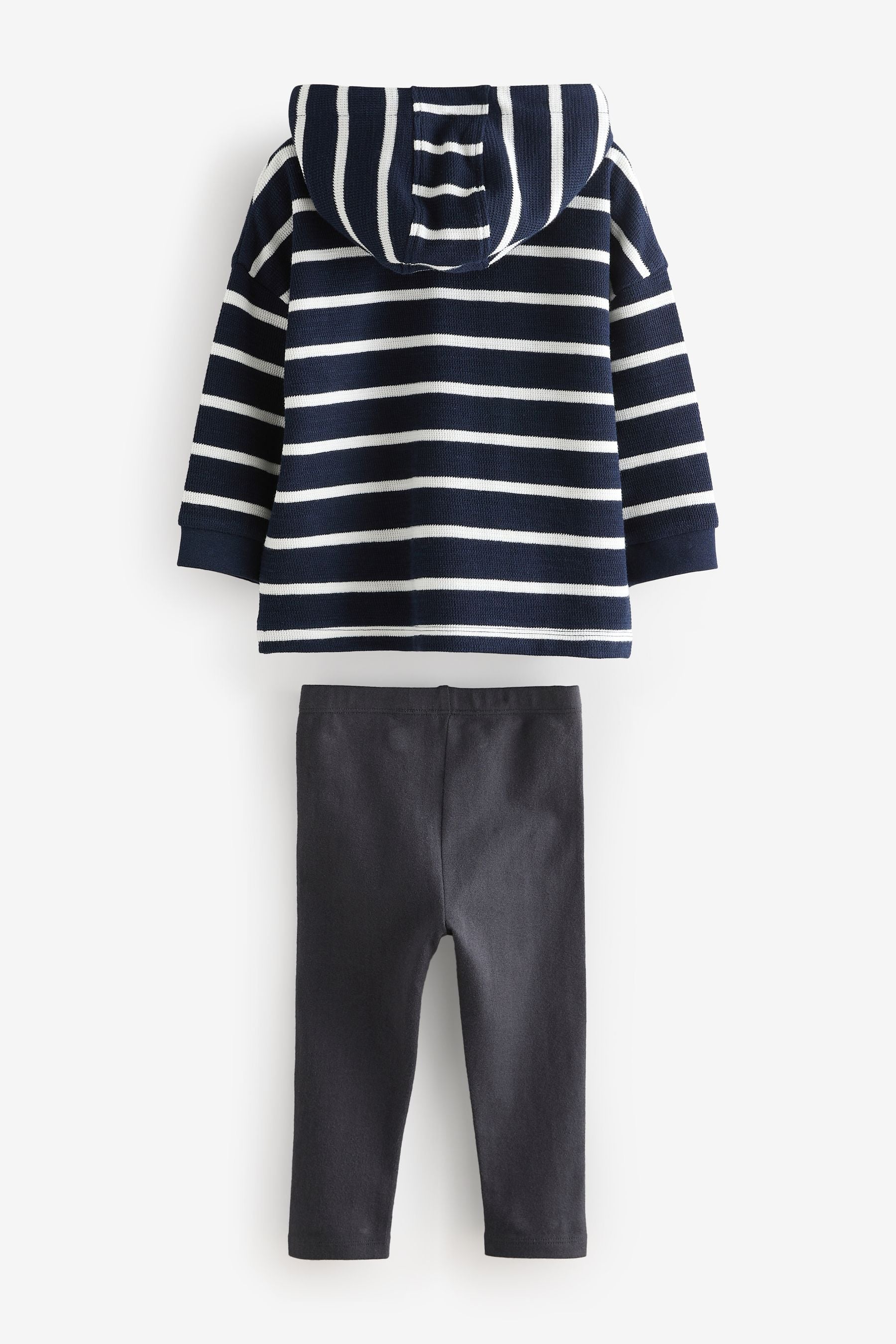 Navy/White Stripe Long Sleeve 100% Cotton Hoodie and Leggings Set (3mths-7yrs)