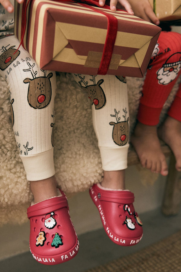 Red Christmas Lined Clog Slippers