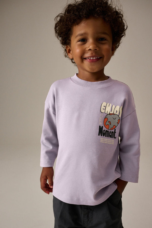 Lilac Purple Long Sleeve 100% Cotton T-Shirt (3mths-7yrs)