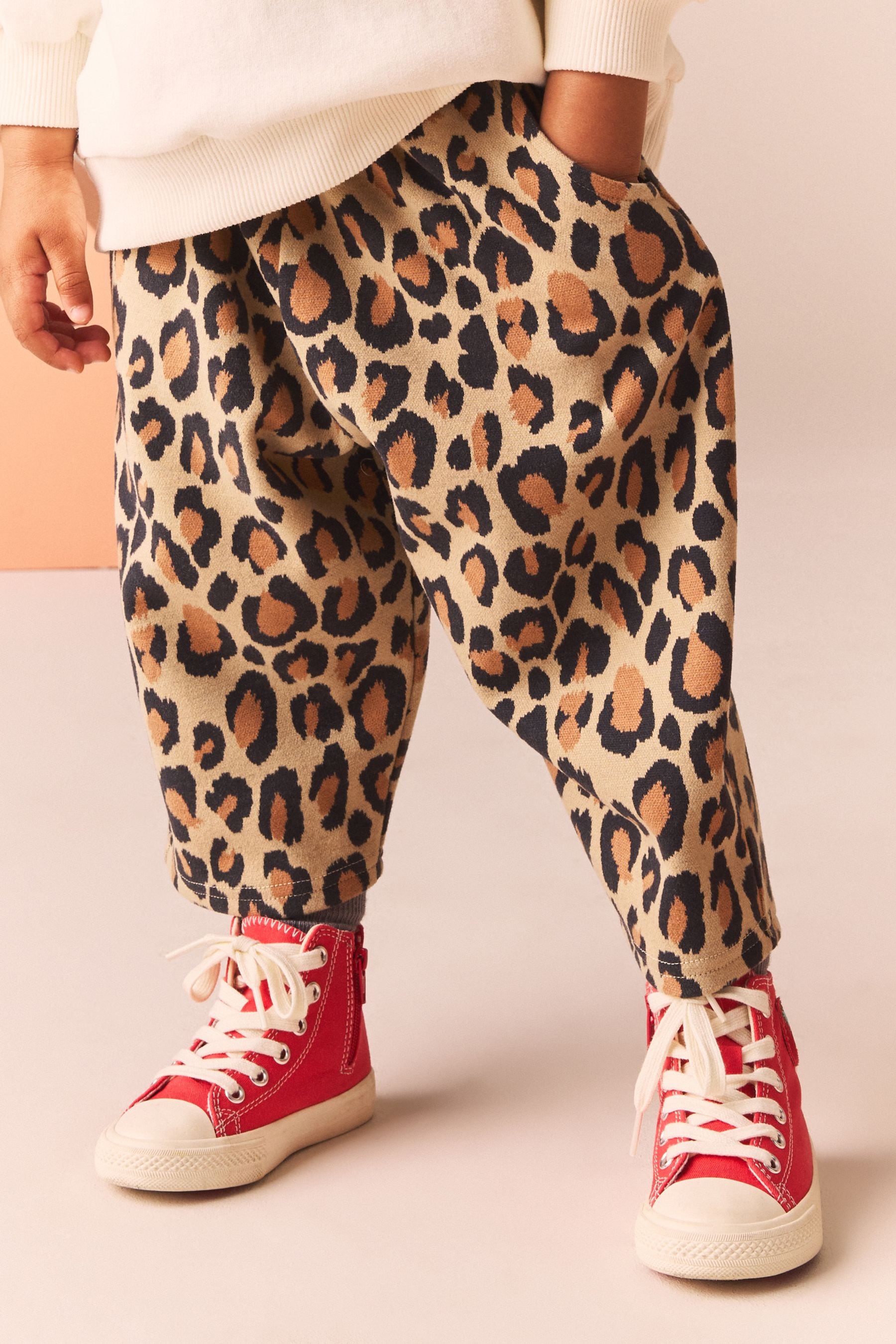 Animal Leopard Print Textured Podgey Trousers (3mths-7yrs)