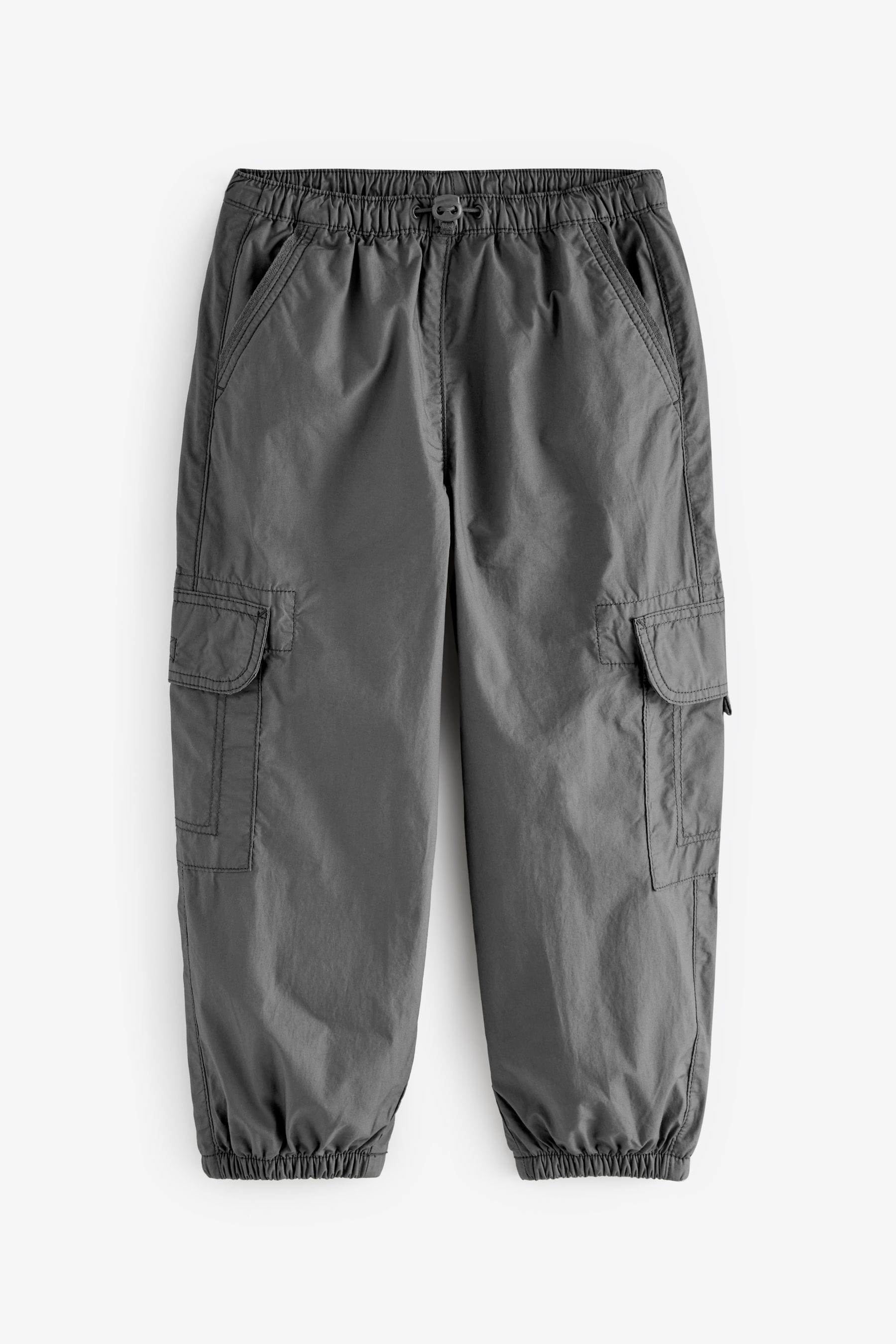 Charcoal Grey Lined 100% Cotton Parachute Cargo Trousers (3-16yrs)