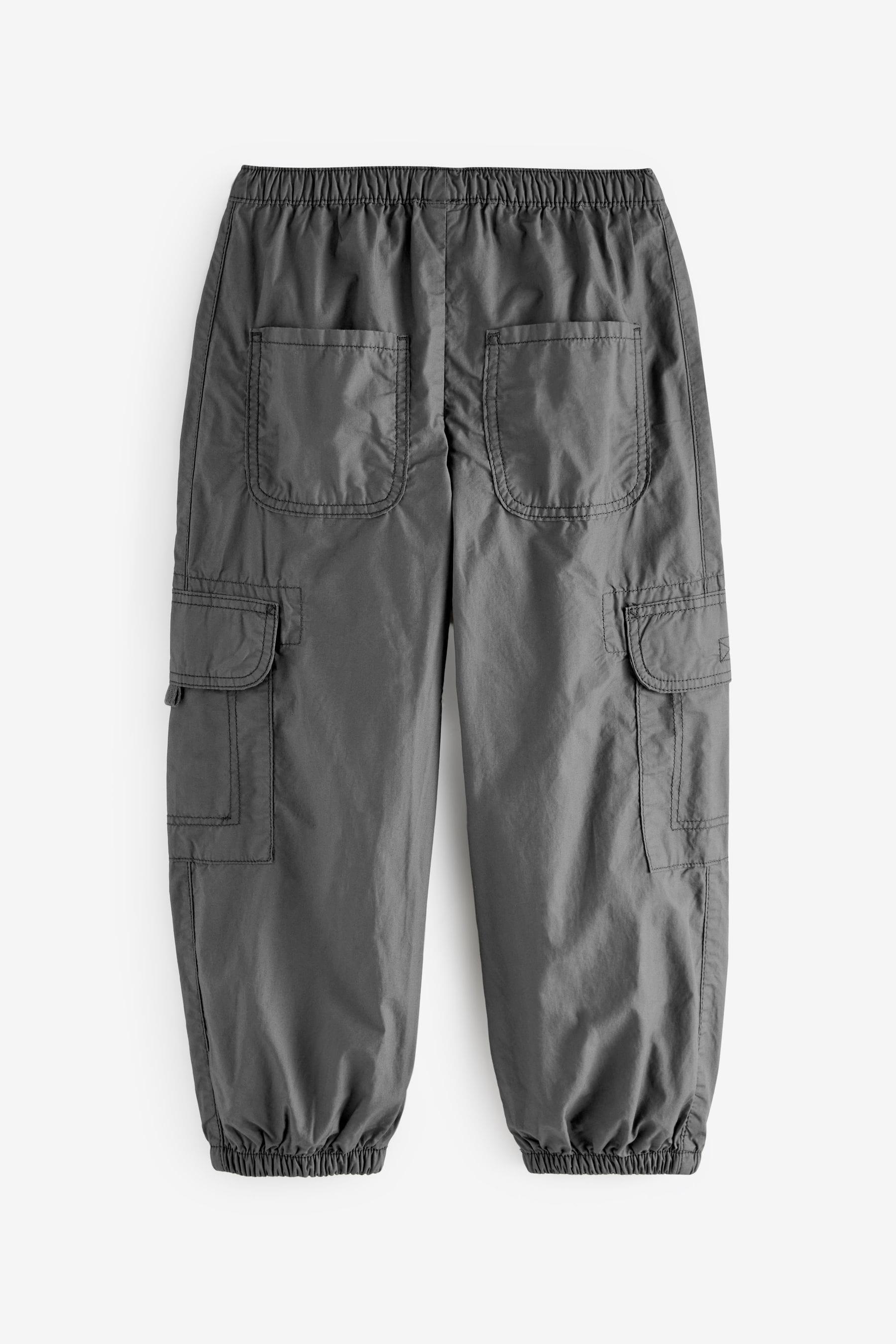 Charcoal Grey Lined 100% Cotton Parachute Cargo Trousers (3-16yrs)