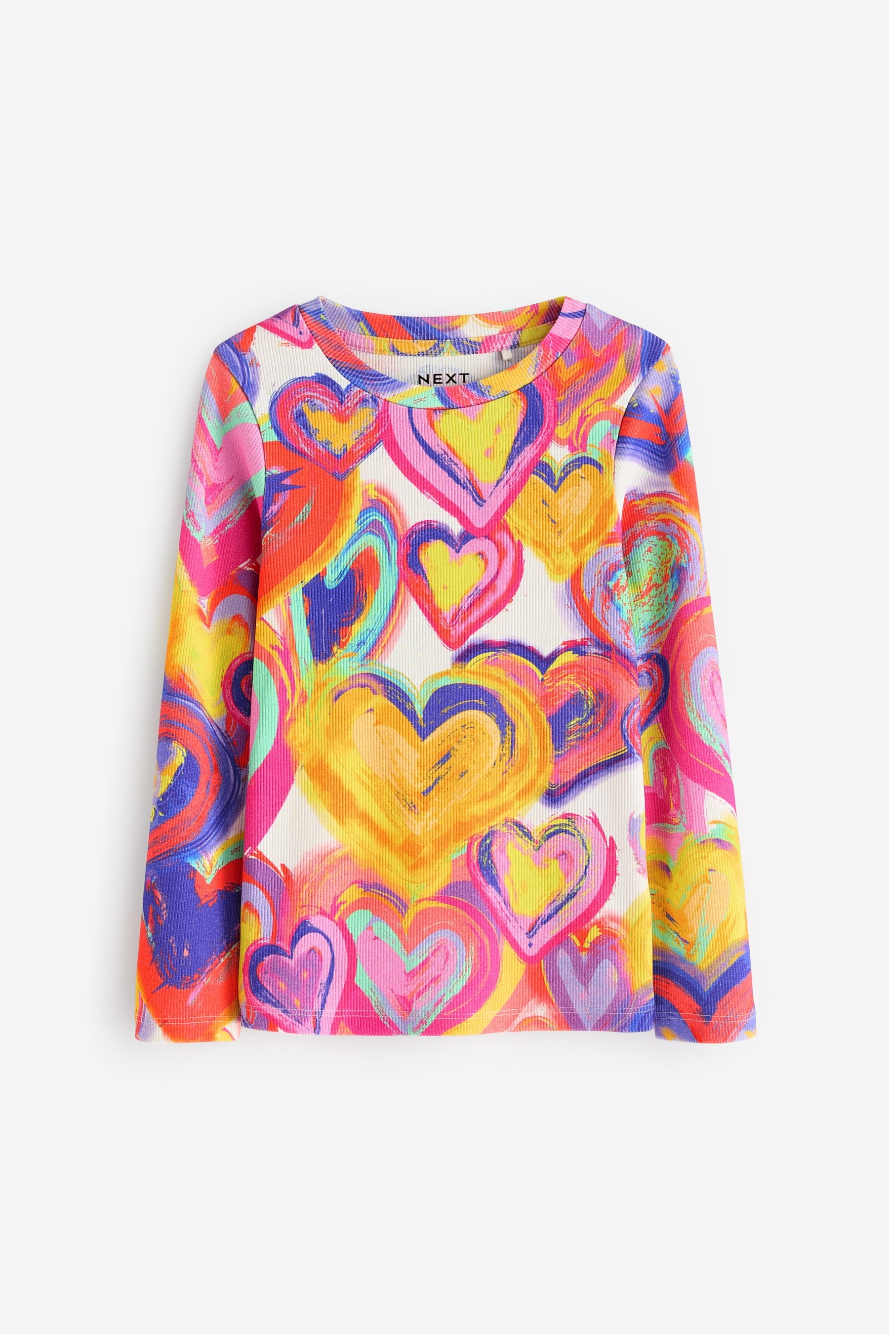 Bright Heart 1 Pack Long Sleeve Ribbed Top (3-16yrs)