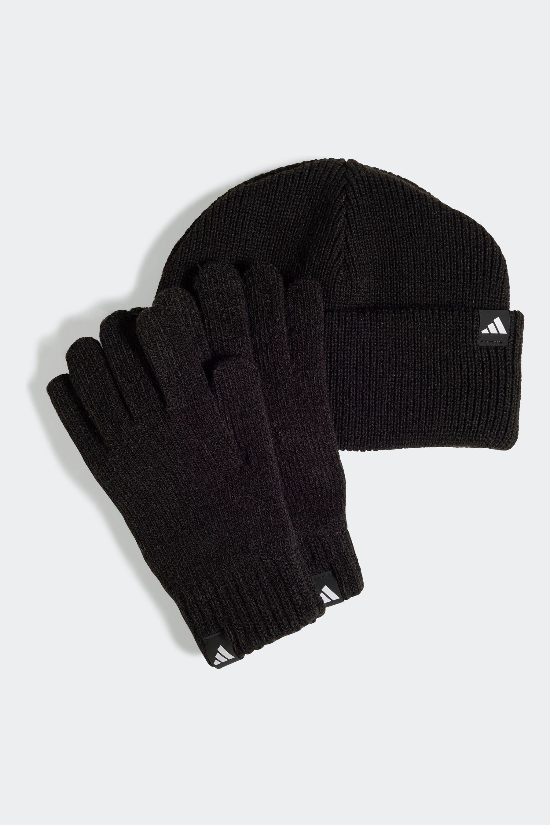 adidas Black/White Hat and Gloves Set Kids