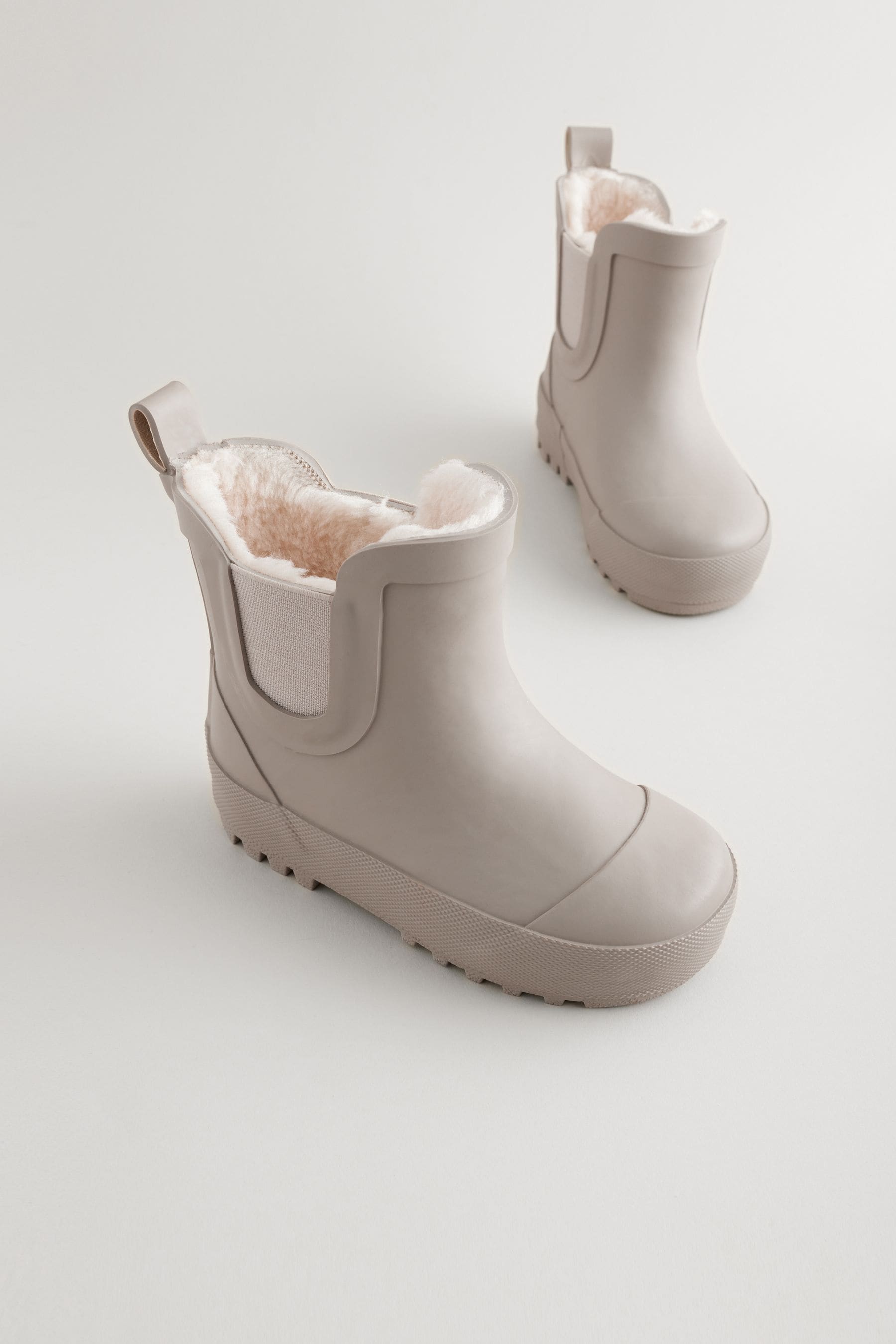 Neutral Plain Warm Lined Ankle Wellies