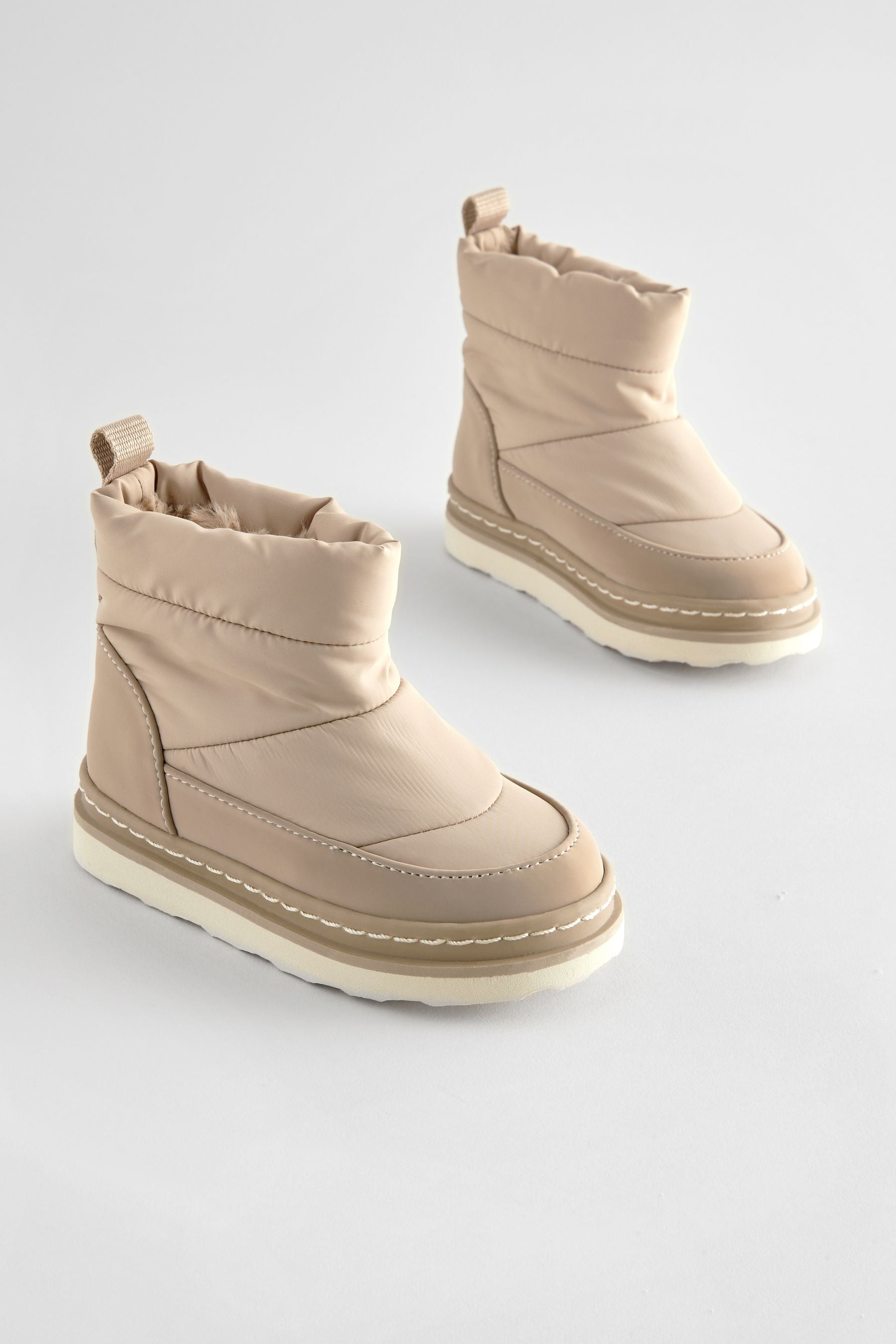 Neutral Quilted Warm Lined Water Repellant Boots