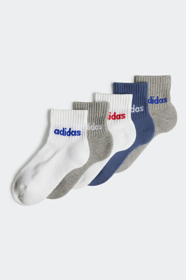 adidas Blue/Grey Kids Linear Ankle Socks 5 Pairs