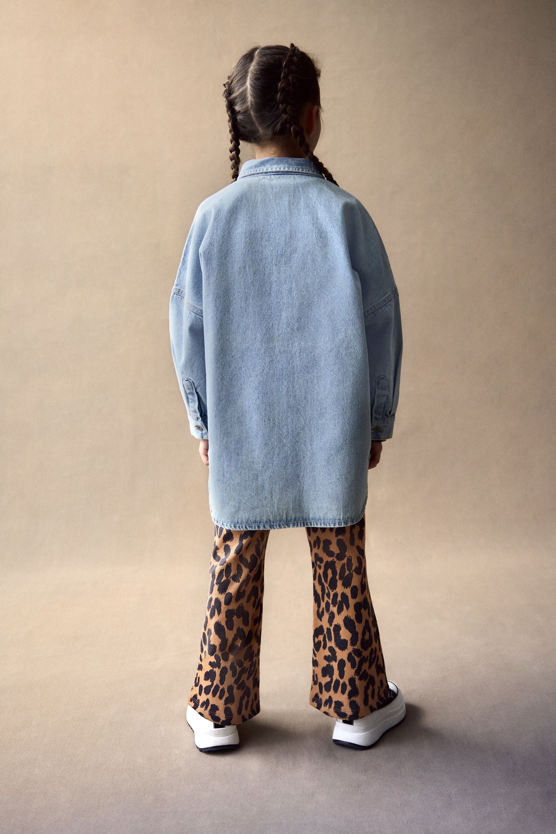 Animal Flare Leggings And Denim Shirt Set (3-16yrs)