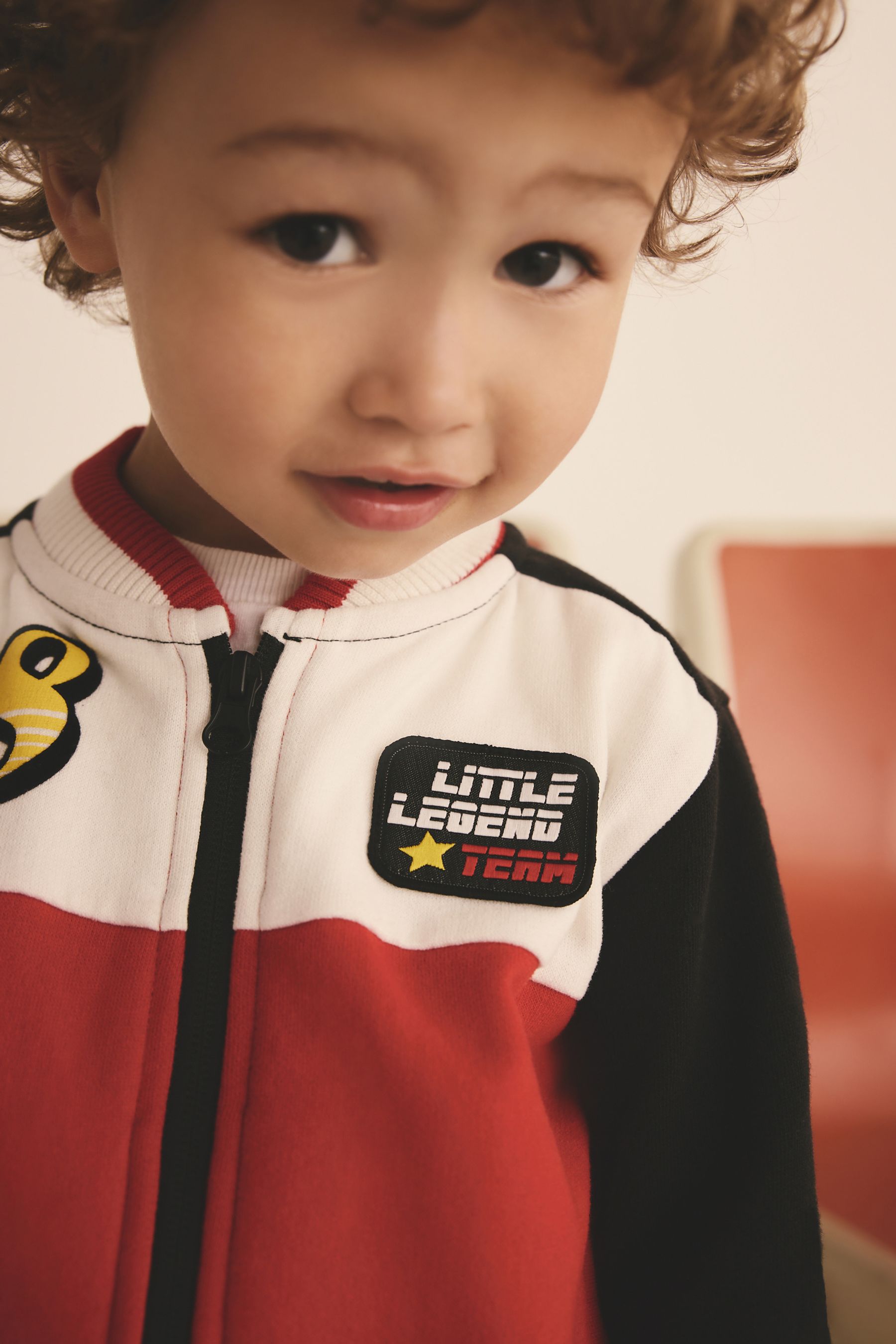 Red/Black Colourblock Zip Through Bomber Jacket (3mths-7yrs)