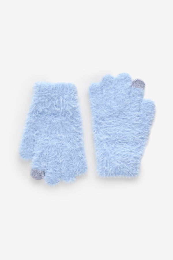 Blue Fluffy Gloves (3-16yrs)