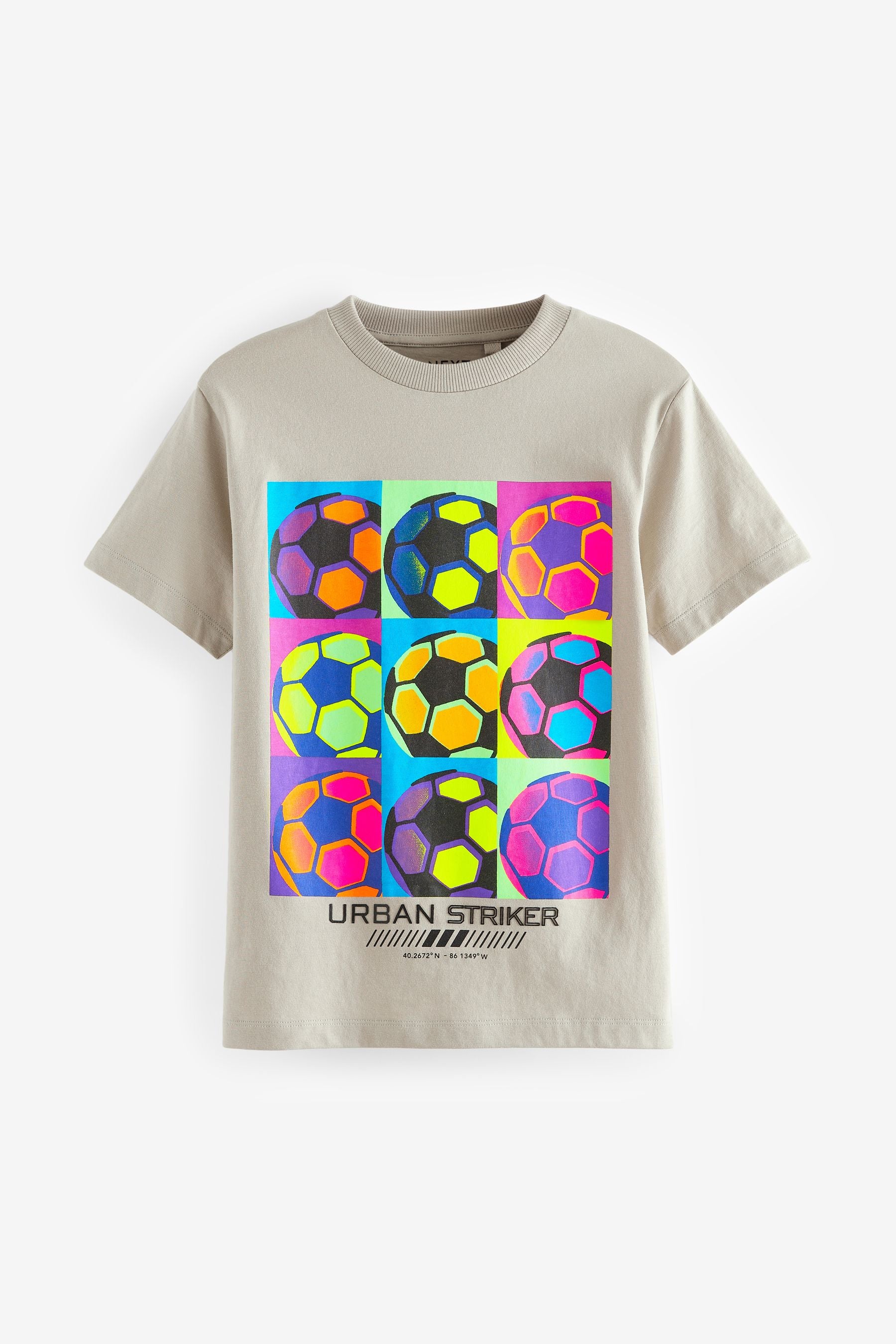 Stone Neon Football Short Sleeve Graphic 100% Cotton T-Shirt (3-16yrs)