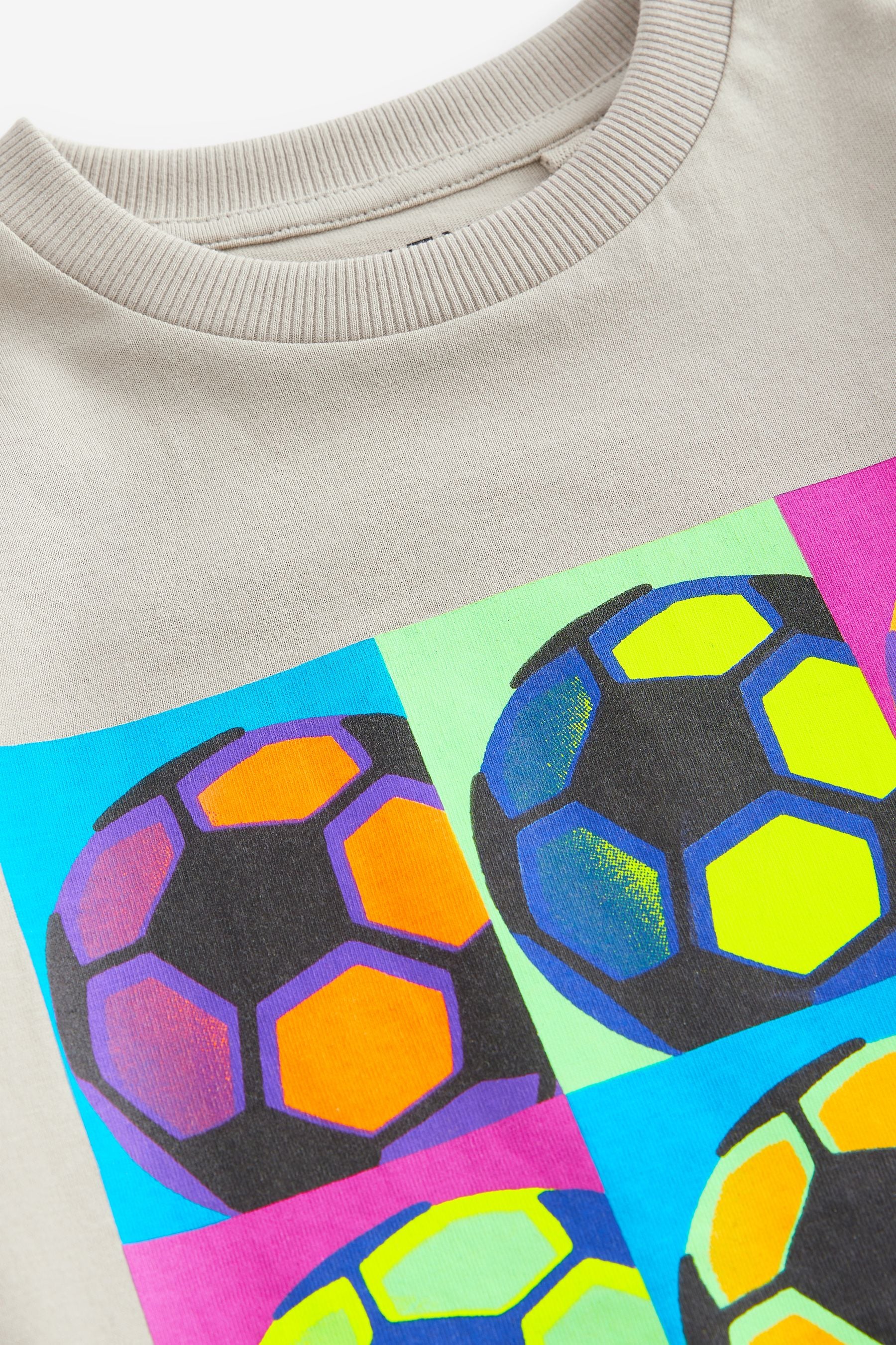 Stone Neon Football Short Sleeve Graphic 100% Cotton T-Shirt (3-16yrs)