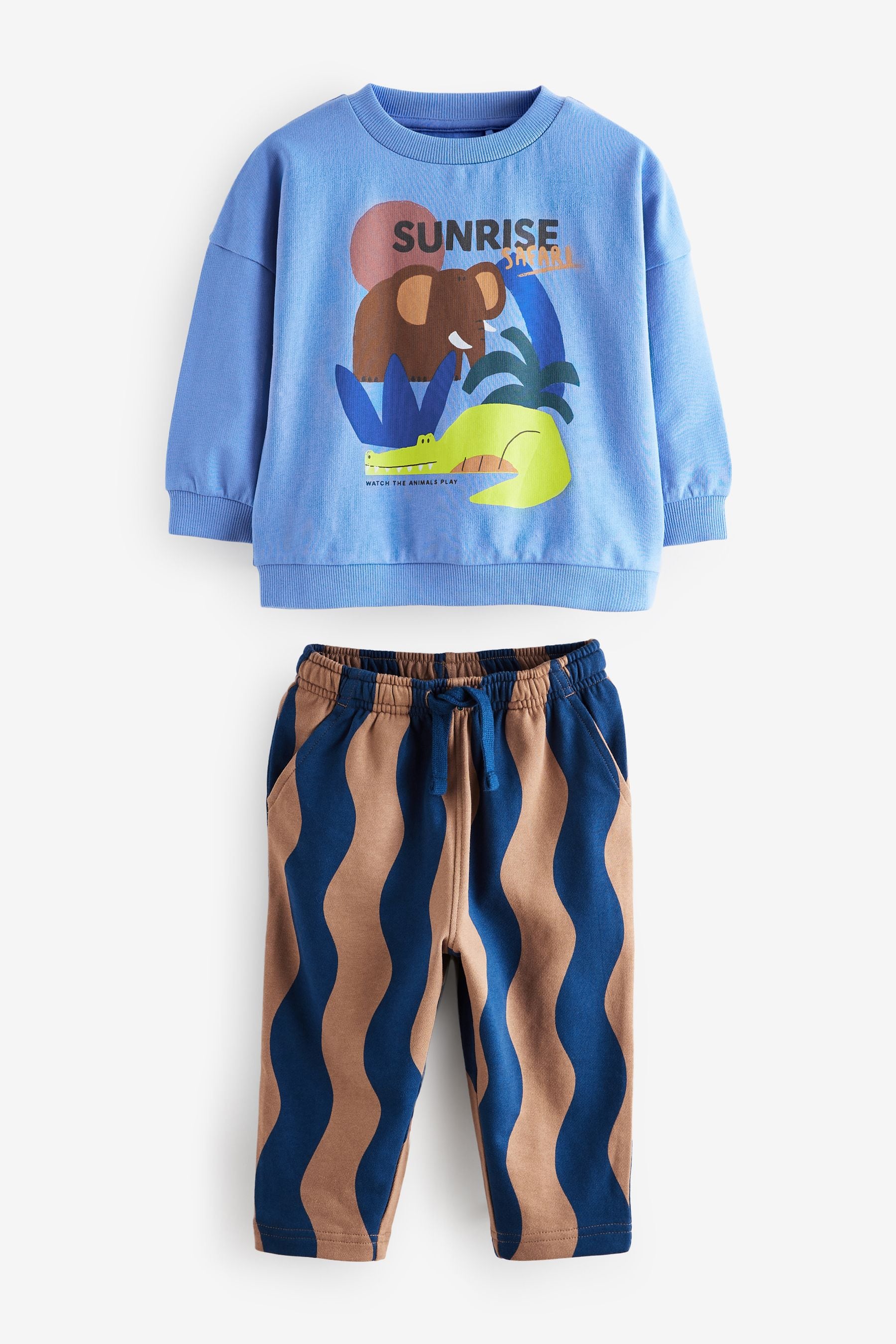 Blue Safari Long Sleeve Top and Joggers Set (3mths-7yrs)