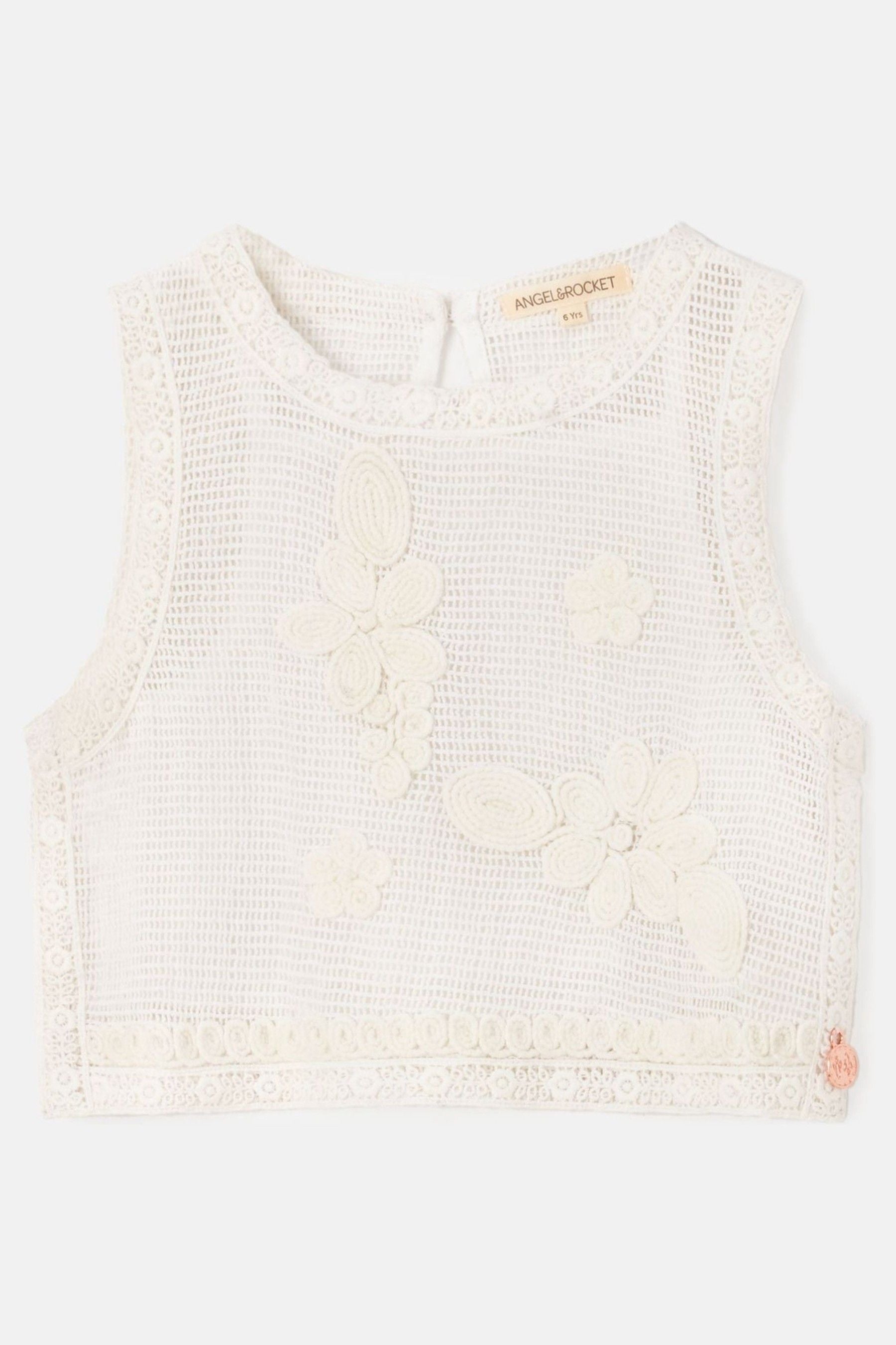 Cream Angel & Rocket Luna Floral Embroidered Vest