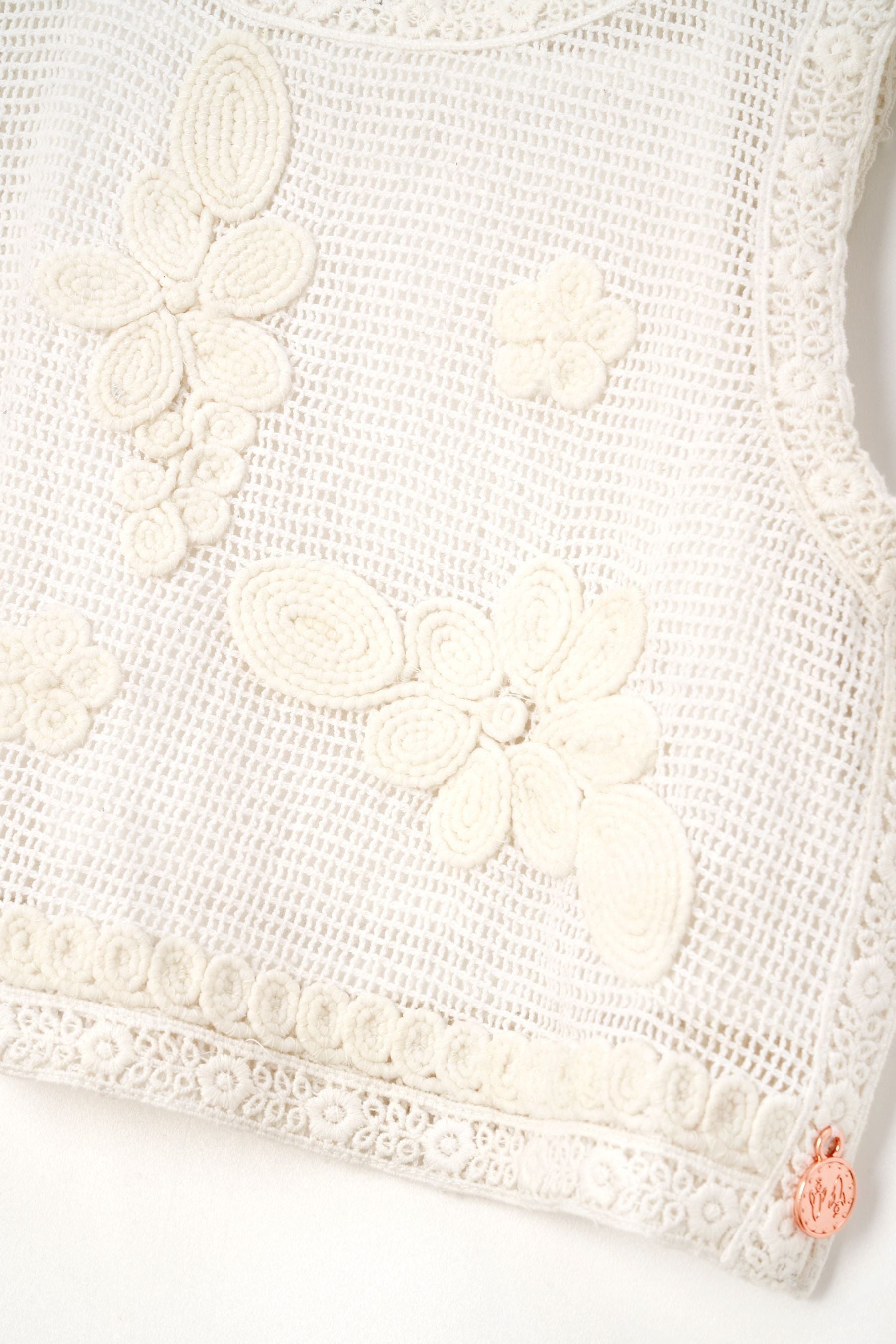 Cream Angel & Rocket Luna Floral Embroidered Vest