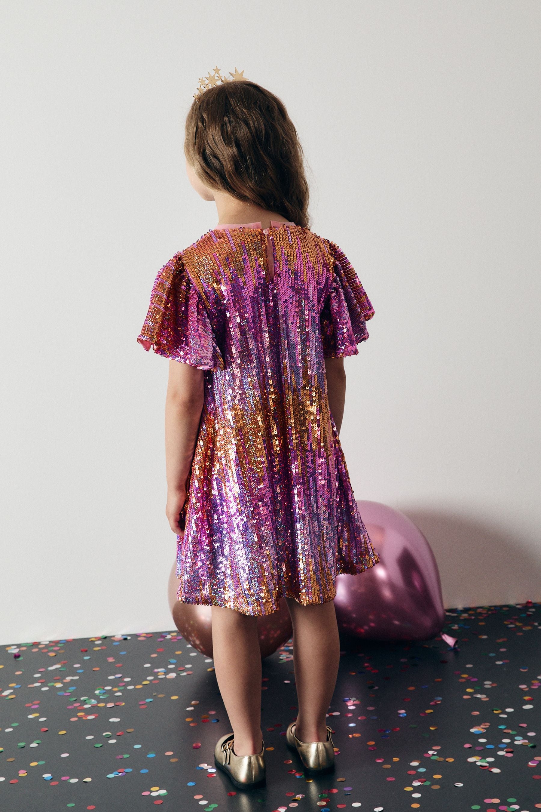 Pink/Gold Sequin Sparkle Party Dress (3-16yrs)