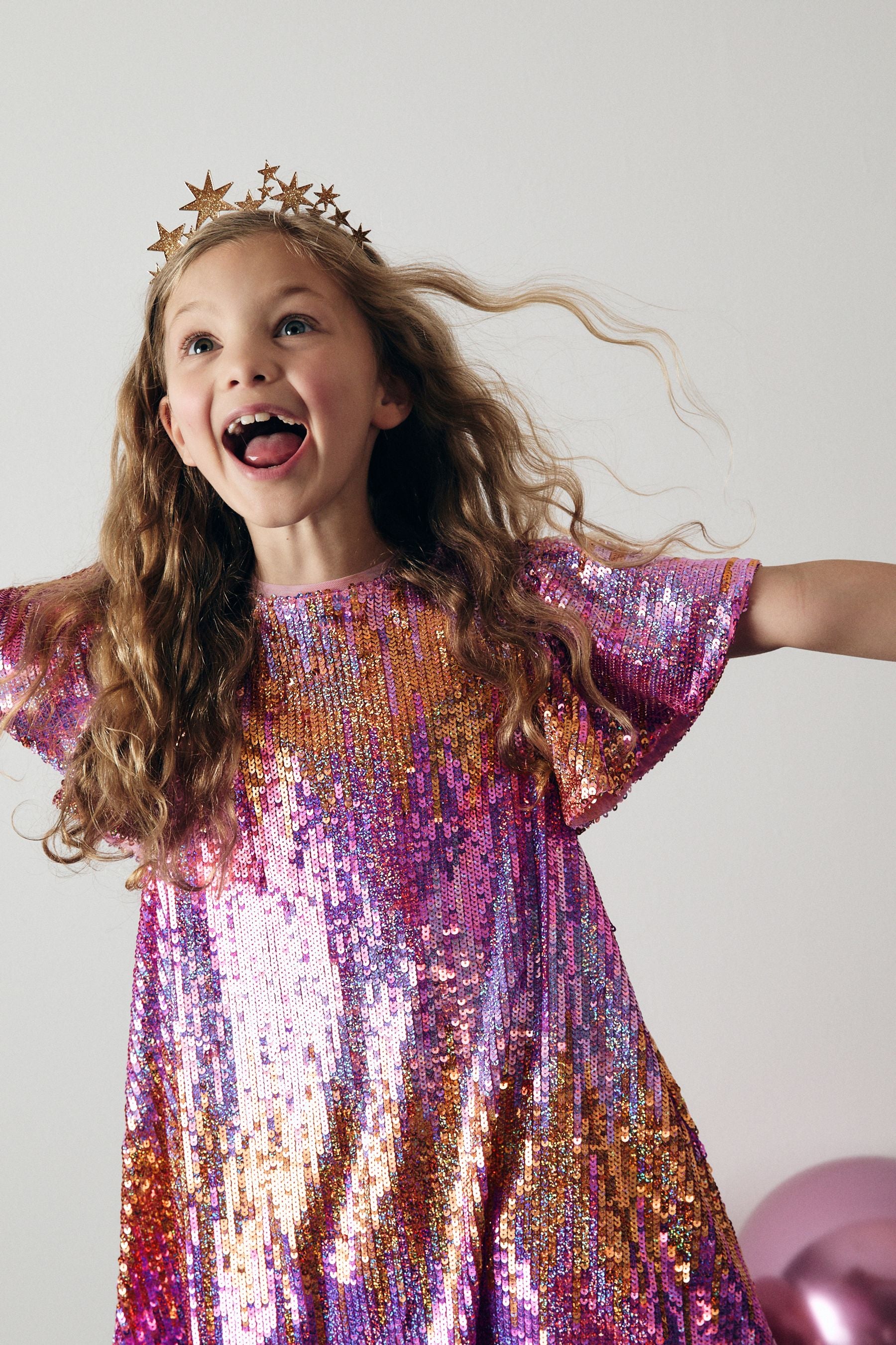 Pink/Gold Sequin Sparkle Party Dress (3-16yrs)