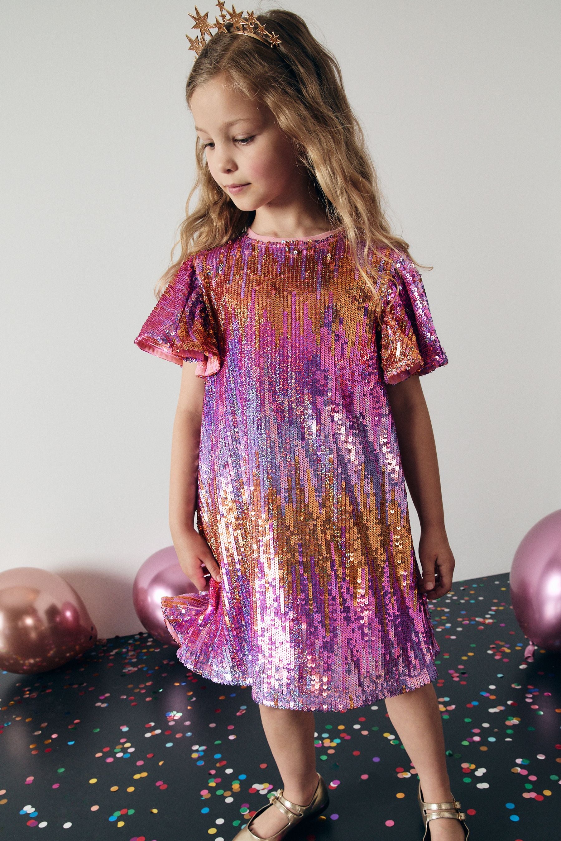 Pink/Gold Sequin Sparkle Party Dress (3-16yrs)