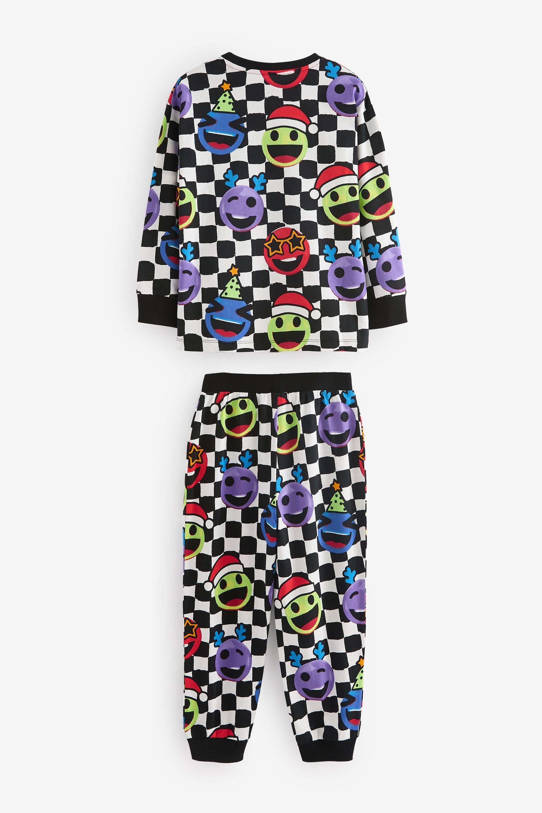 Multi Checkerboard Faces Single Long Sleeve 100% Cotton Pyjamas (3-16yrs) (3-16yrs)