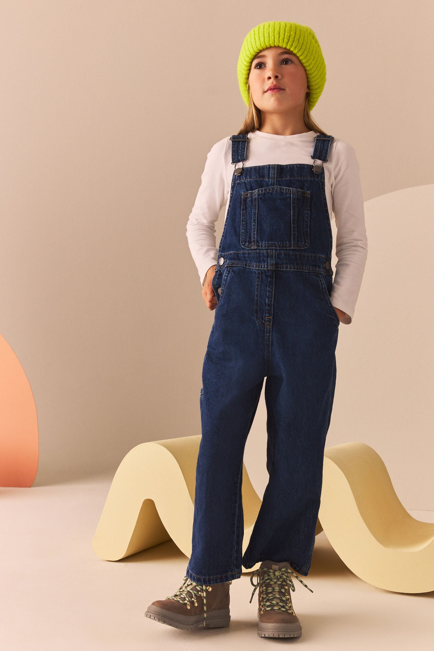 Denim Dark Blue 100% Cotton Dungarees (3-16yrs)