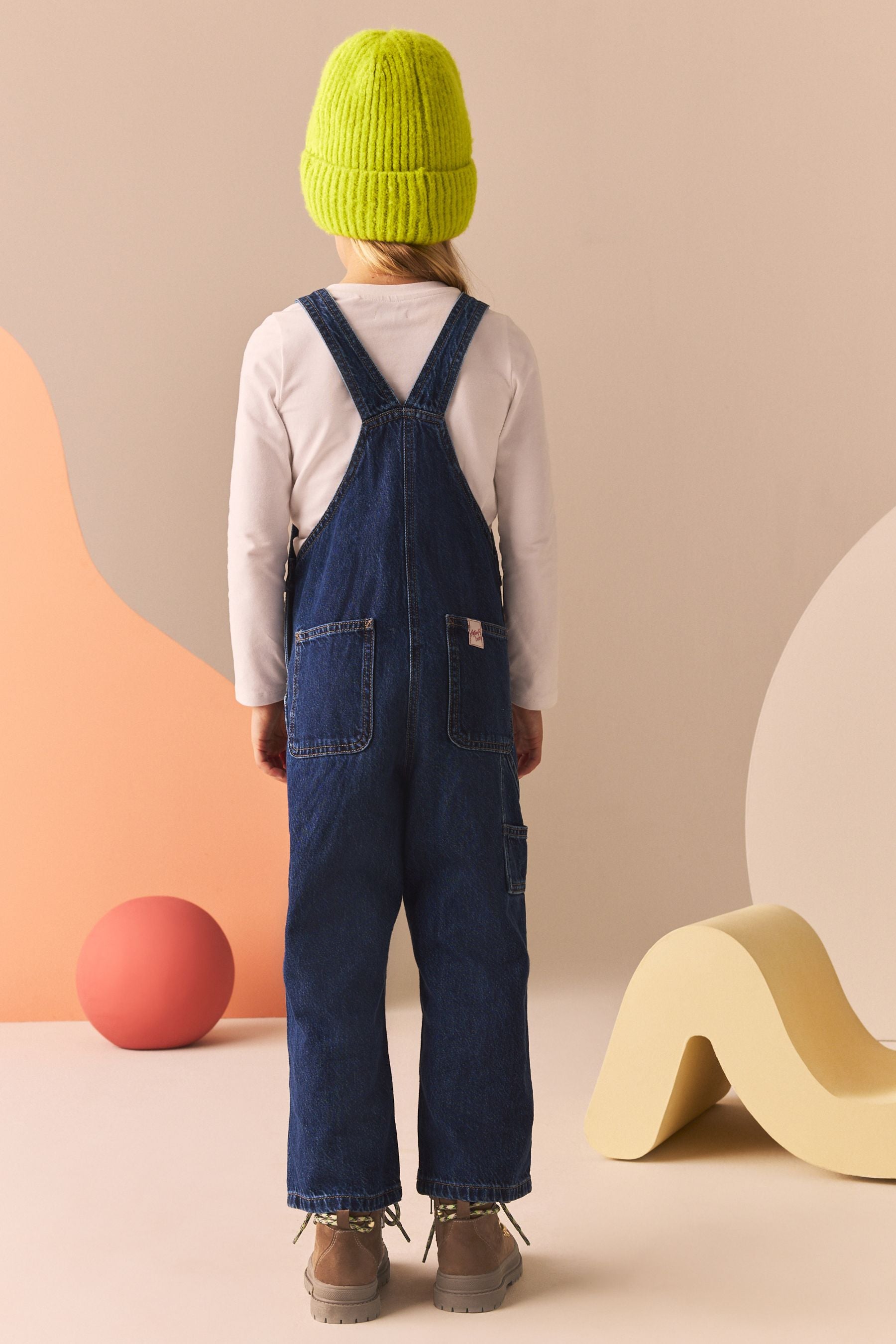 Denim Dark Blue 100% Cotton Dungarees (3-16yrs)