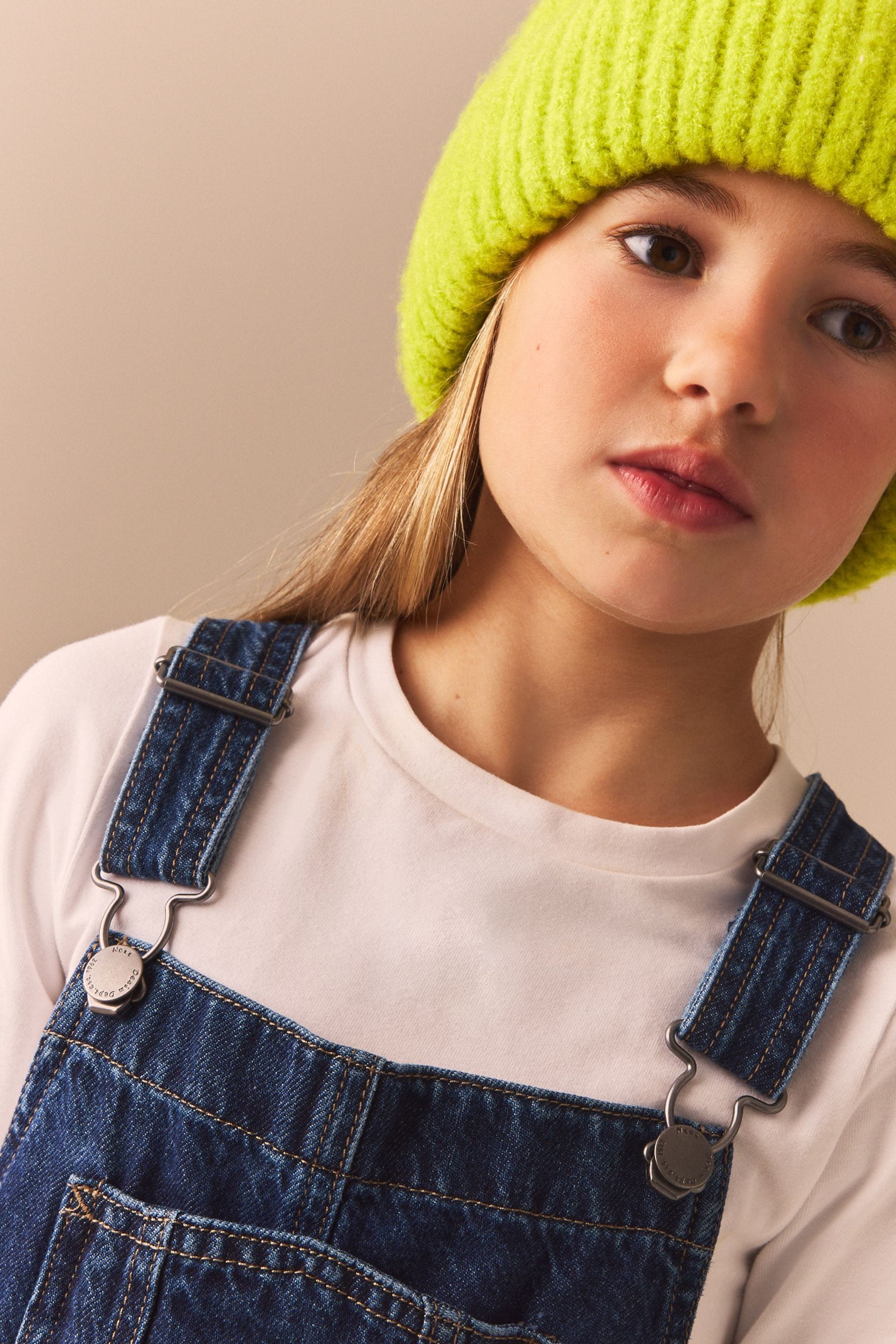 Denim Dark Blue 100% Cotton Dungarees (3-16yrs)