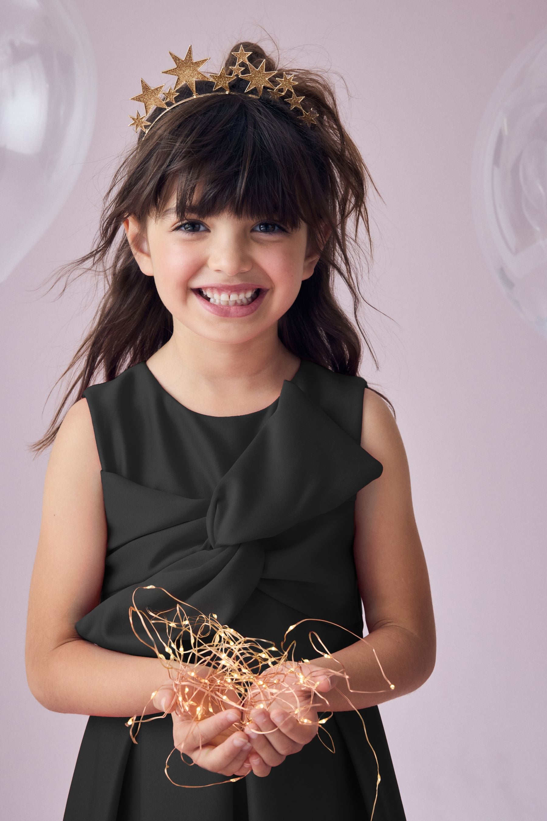 Black Bow Detail Scuba Occasion Dress (1.5-16yrs)