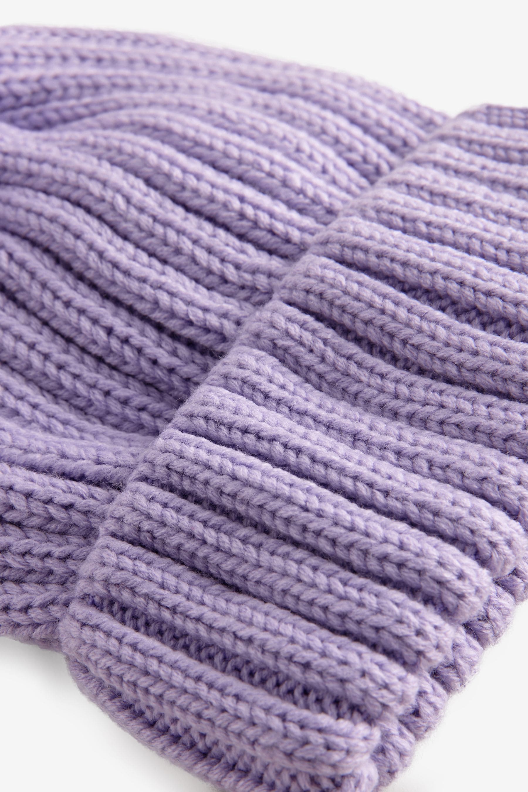 Purple Rib Pom Beanie Hat (3mths-16yrs)