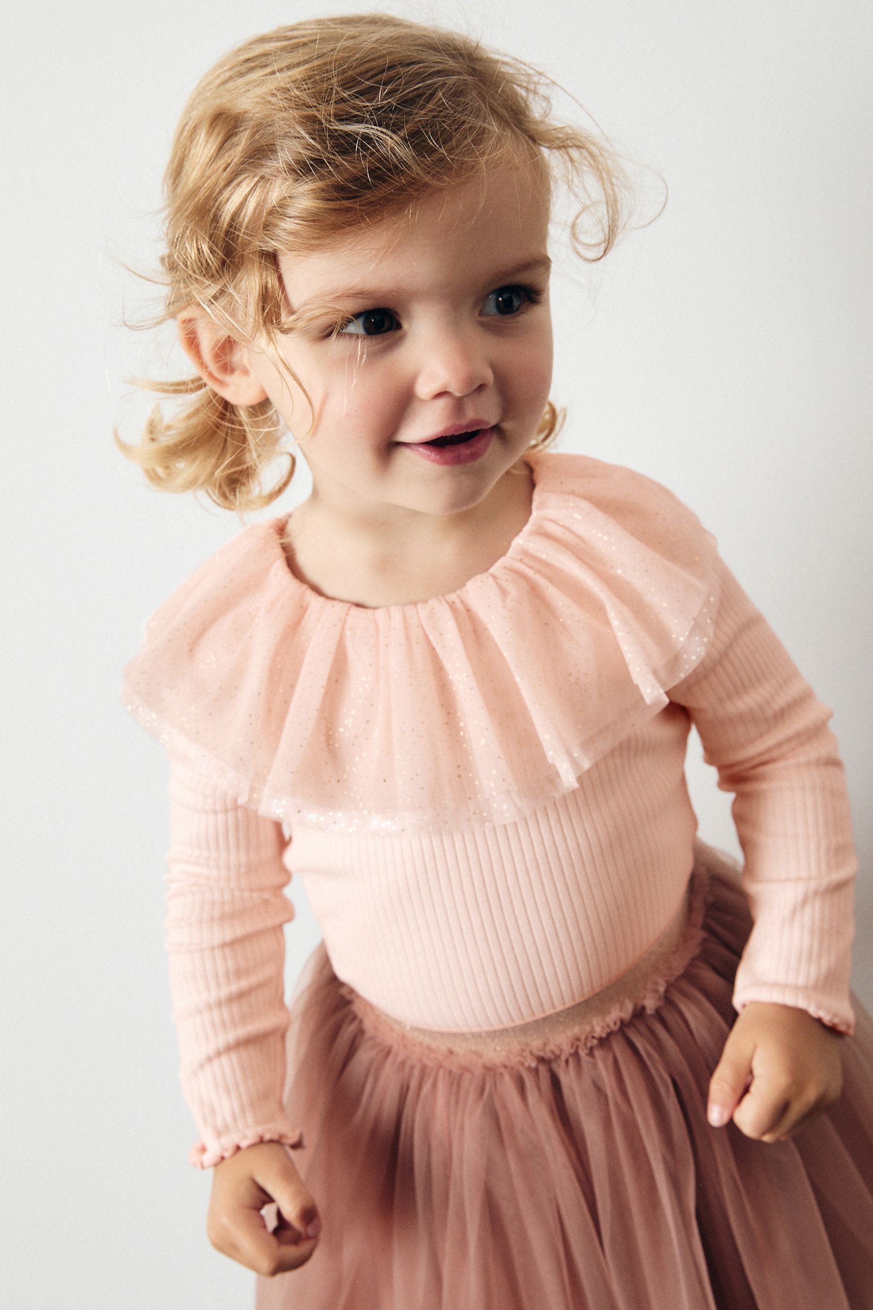 Pale Pink Sparkle Collar Top (3mths-7yrs)