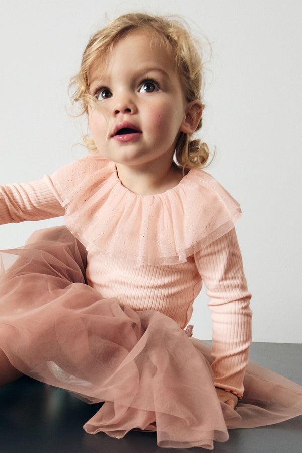 Pale Pink Sparkle Collar Top (3mths-7yrs)