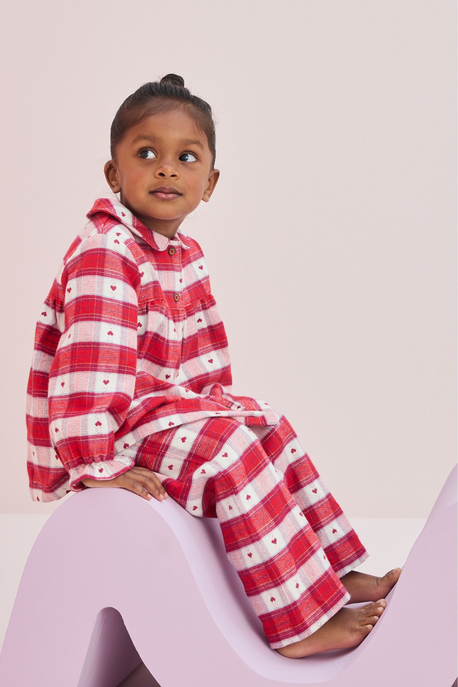 Red Check 100% Cotton Button Through Pyjamas (9mths-10yrs)