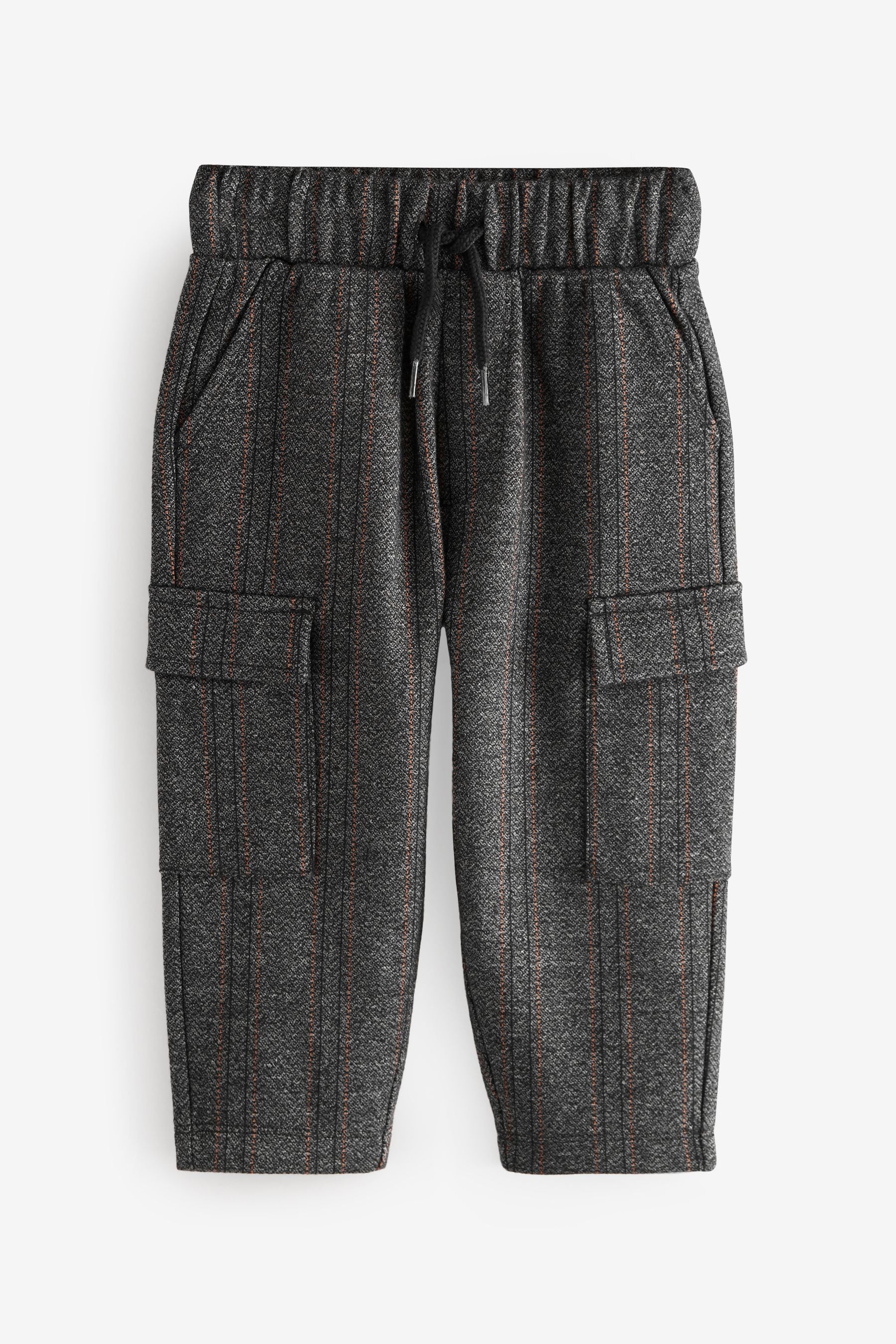 Charcoal Grey And Navy Blue Patterned Cargo Pocket Jersey Joggers (3mths-7yrs)