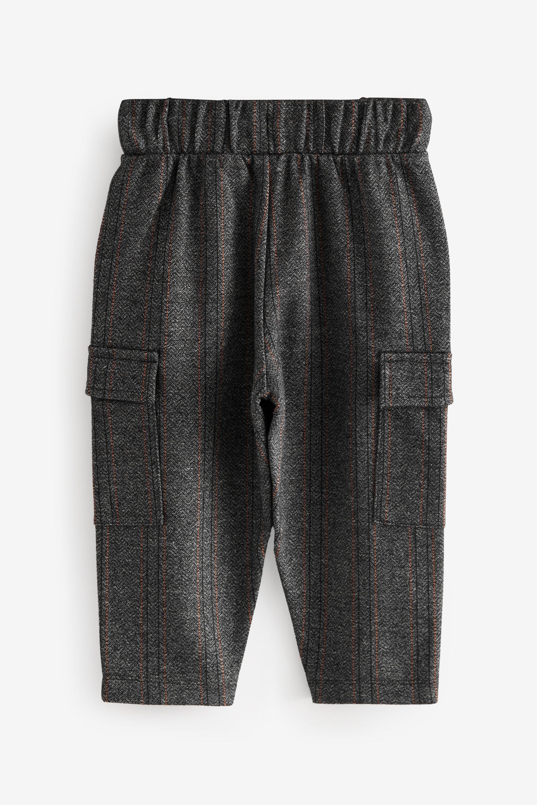 Charcoal Grey And Navy Blue Patterned Cargo Pocket Jersey Joggers (3mths-7yrs)