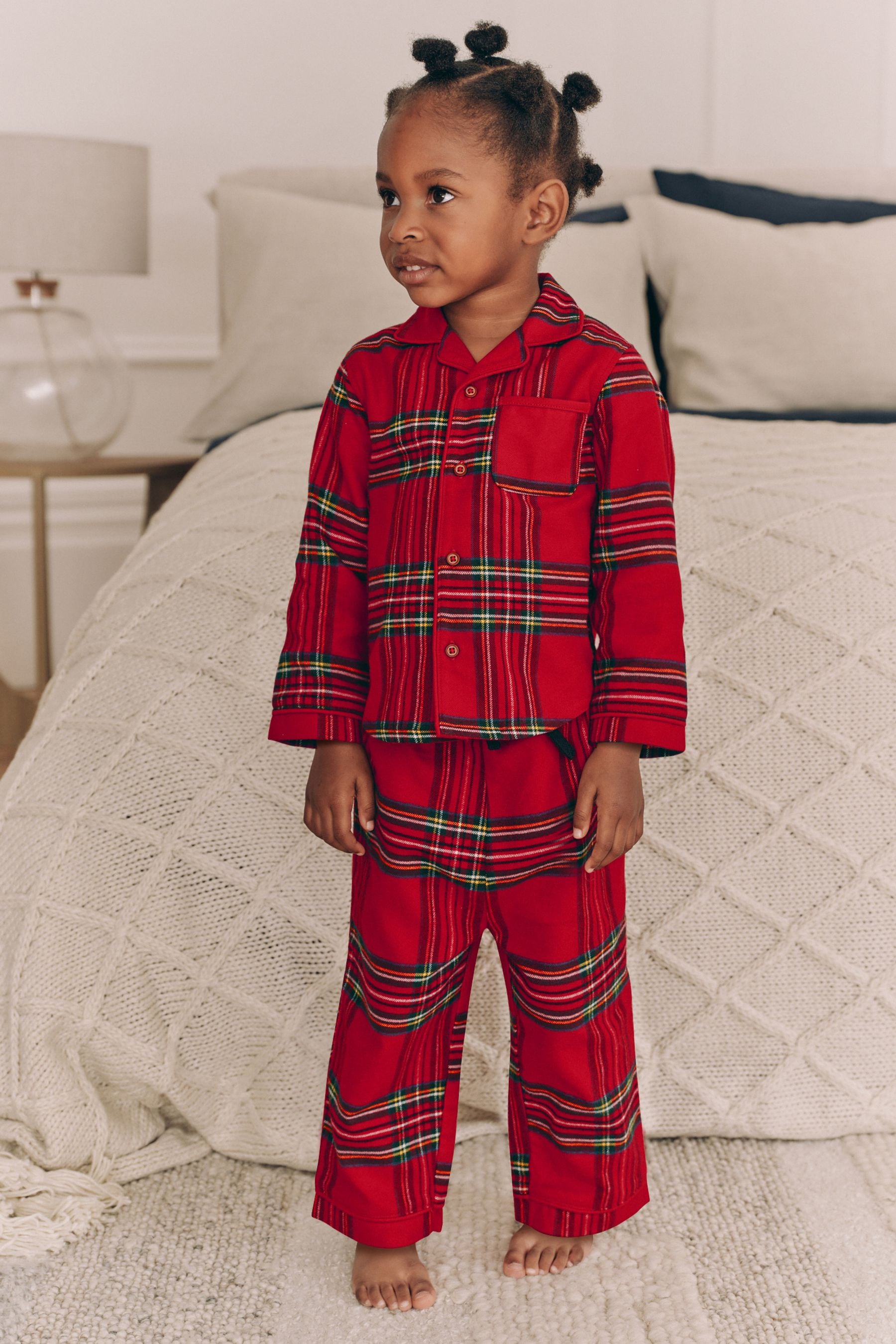 Red Check Matching Family Kids Christmas Flannel 100% Cotton Pyjamas (9mths-16yrs)