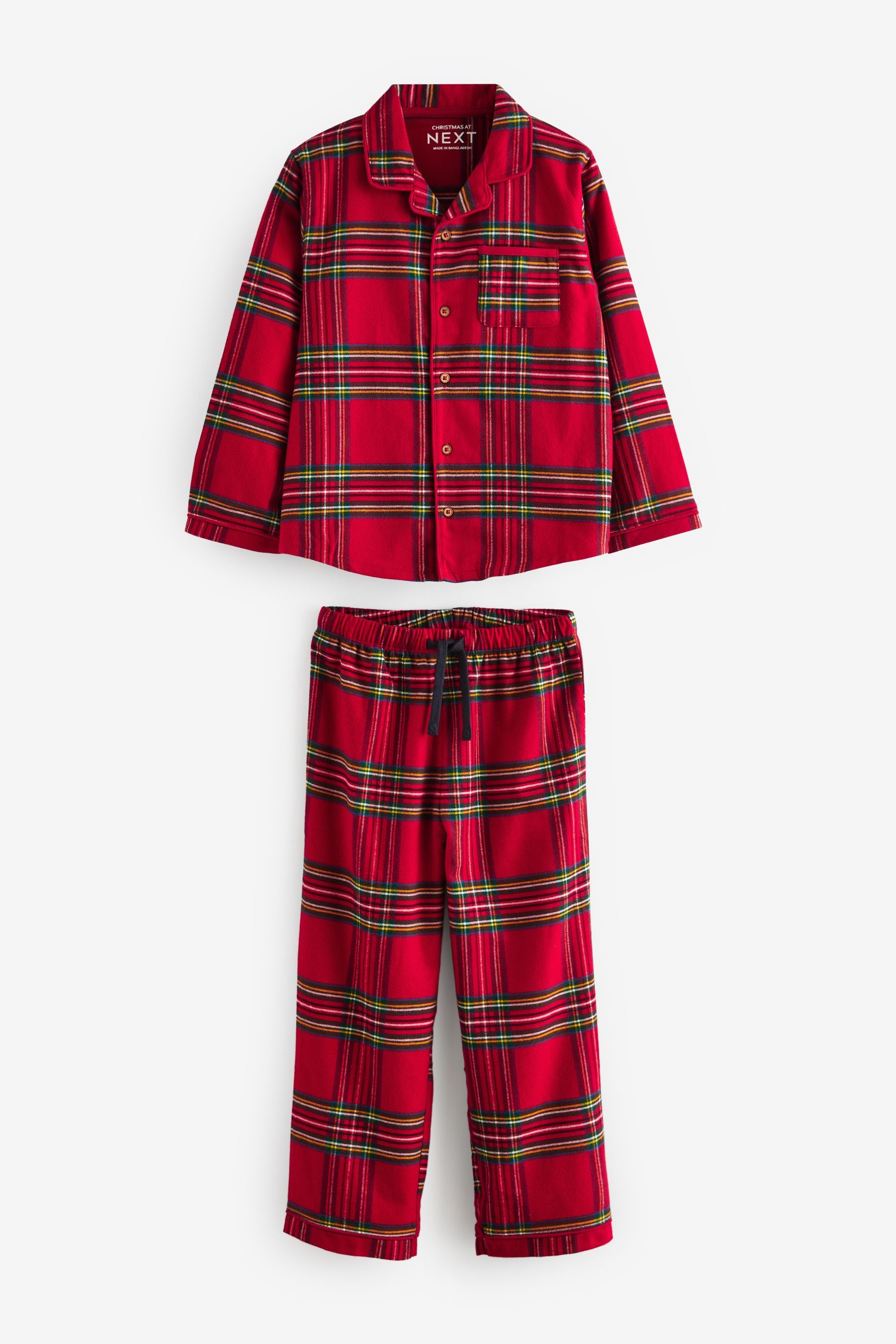 Red Check Matching Family Kids Christmas Flannel 100% Cotton Pyjamas (9mths-16yrs)