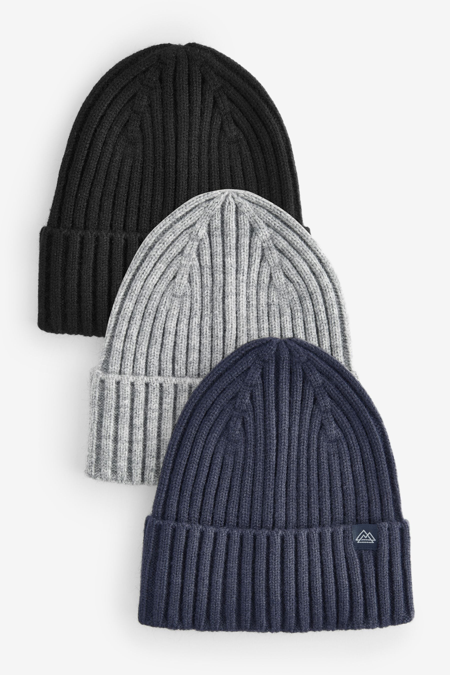 Black/Navy/Grey Knitted Beanies 3 Pack (1-16yrs)