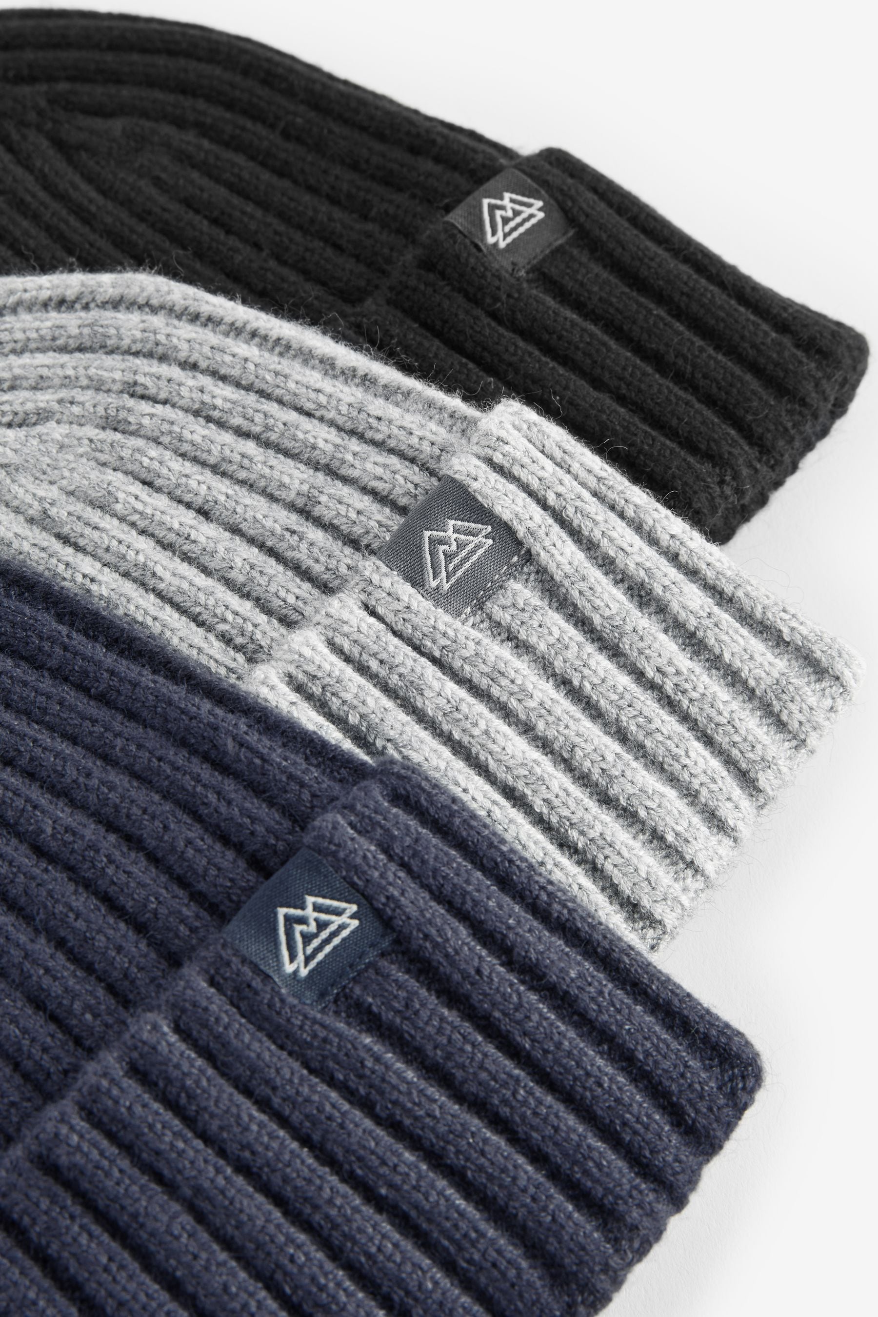 Black/Navy/Grey Knitted Beanies 3 Pack (1-16yrs)