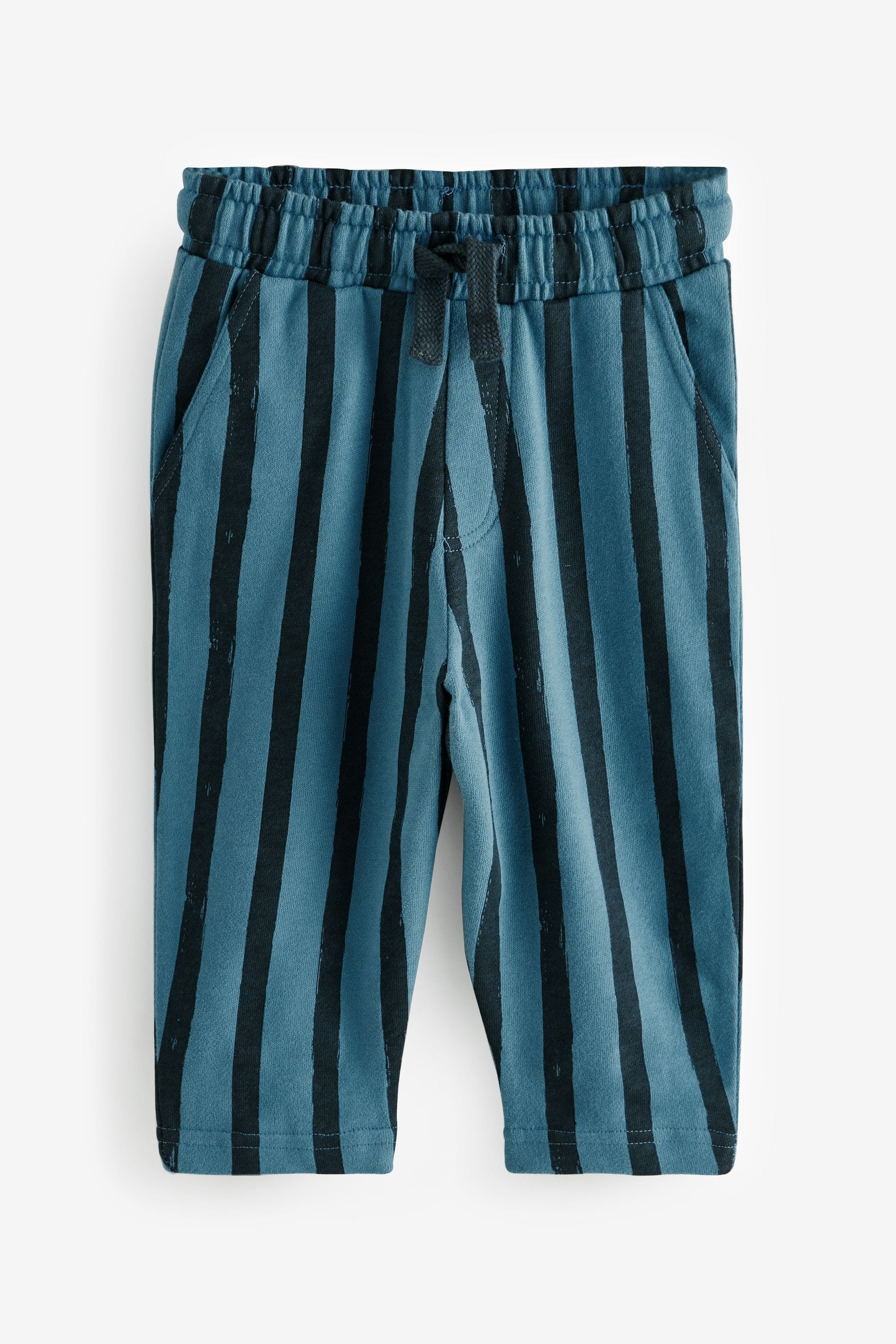 Blue/Black 100% Cotton Stripe Jersey Joggers (3mths-7yrs)