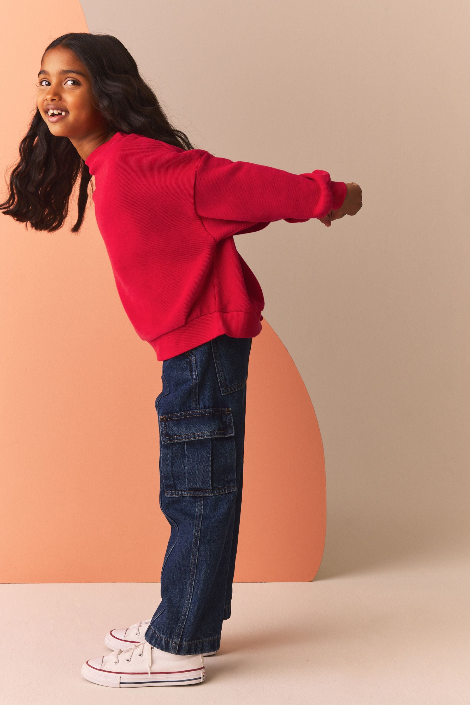 Red Oversized Cosy Rib Sweatshirt (3-16yrs)