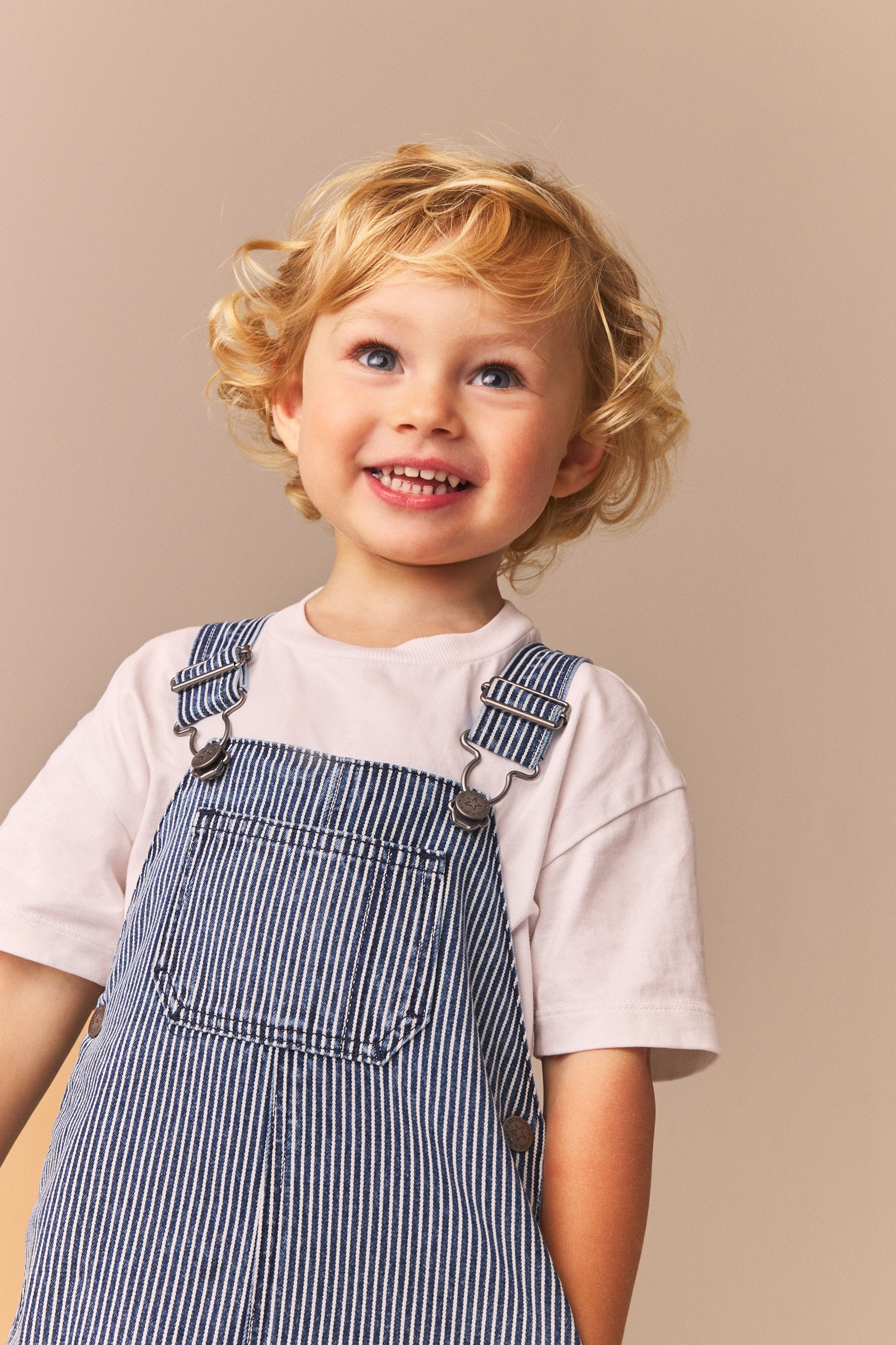 Blue/White Ticking Stripe 100% Cotton Carpenter Dungarees (3mths-7yrs)