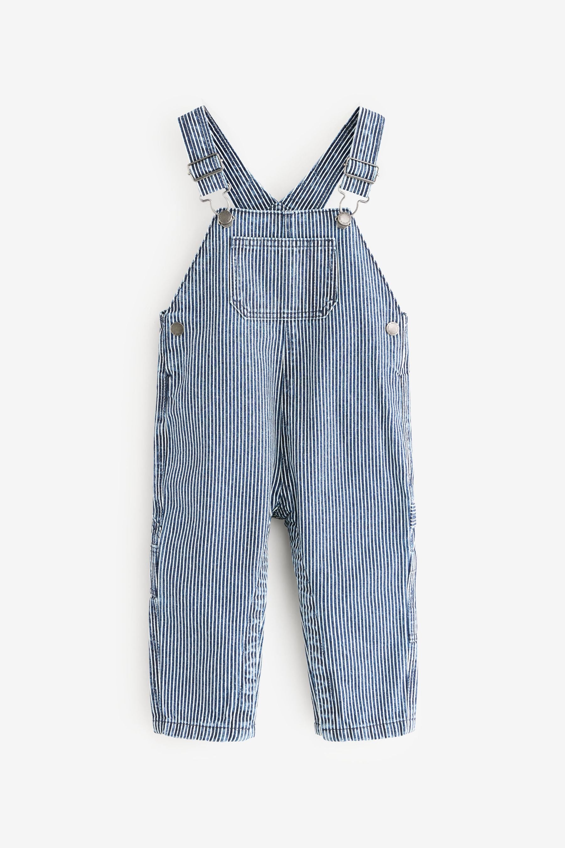 Blue/White Ticking Stripe 100% Cotton Carpenter Dungarees (3mths-7yrs)