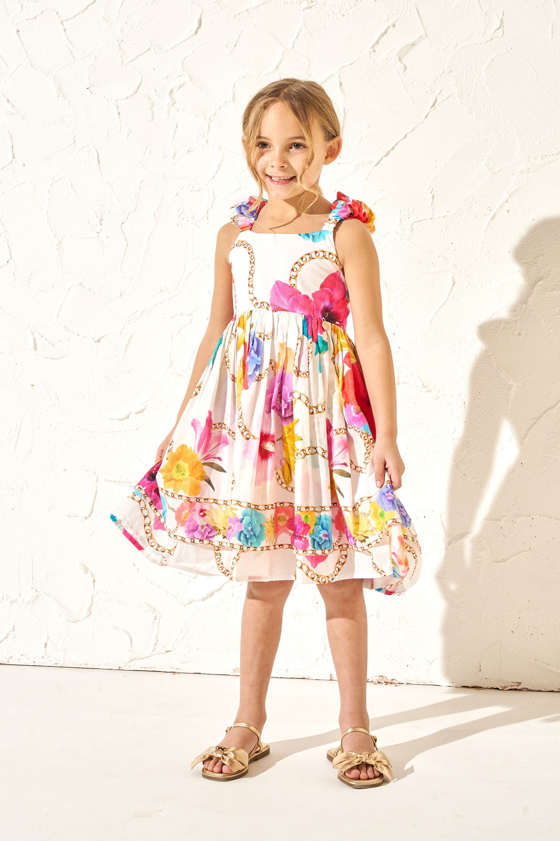 Angel & Rocket White 100% Cotton Multi Katie Tiered Print Dress