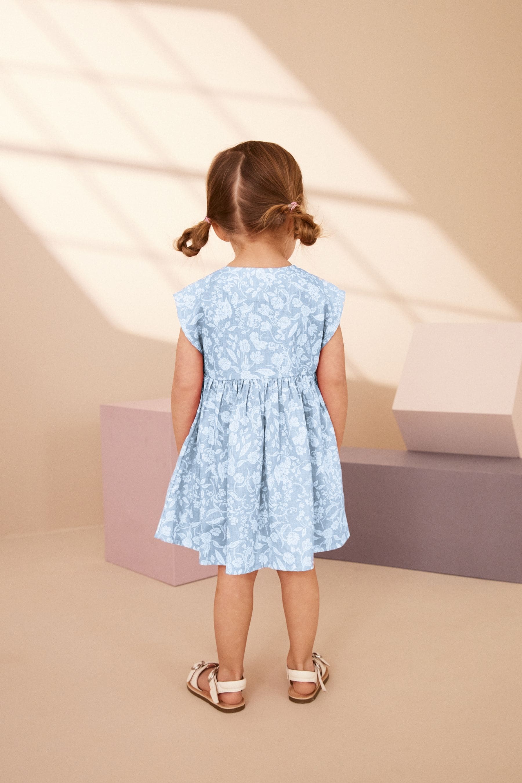 Blue Floral Button Through Summer Dress (3mths-8yrs)