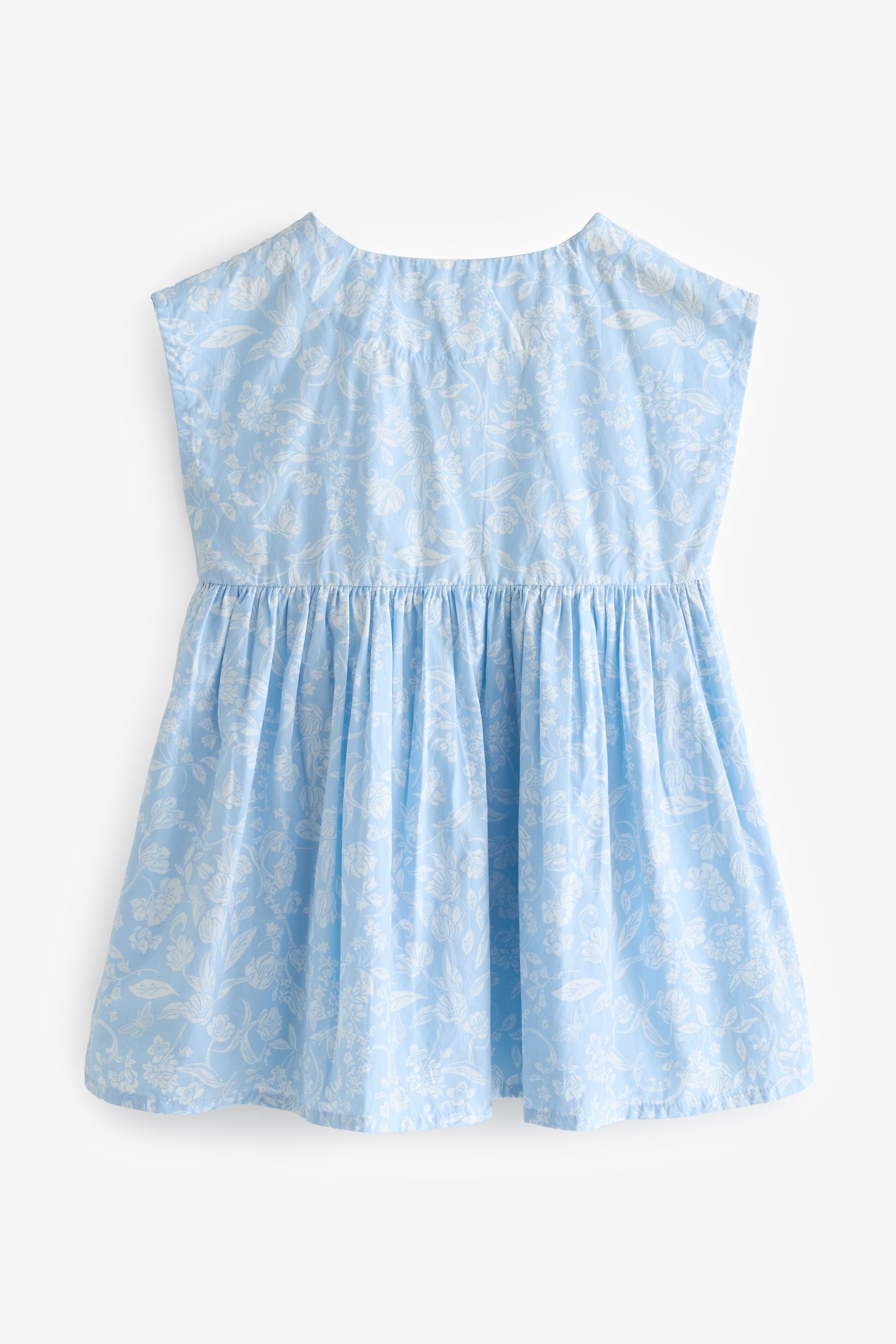 Blue Floral Button Through Summer Dress (3mths-8yrs)