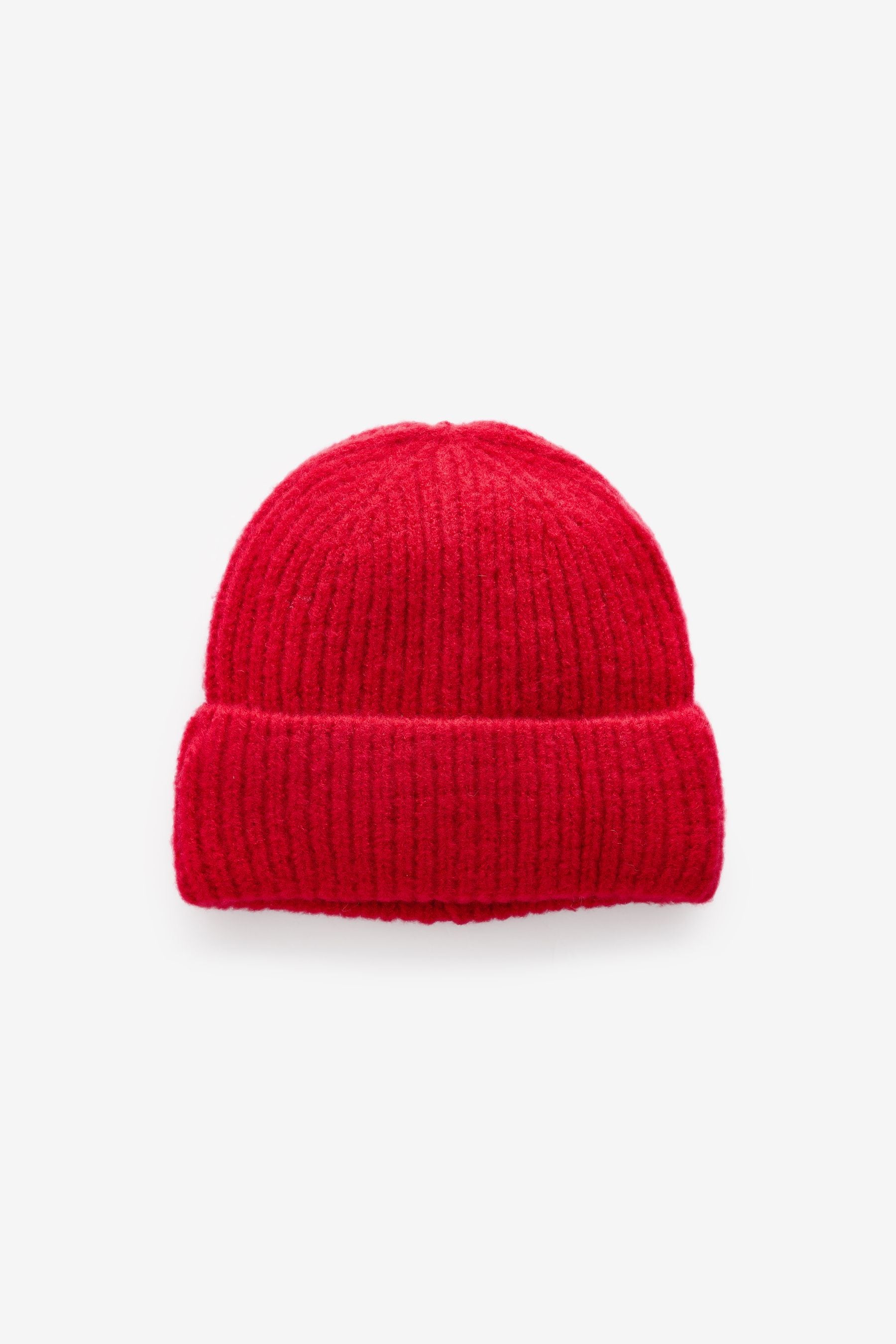 Red Chunky Rib Beanie Hat (1-16yrs)