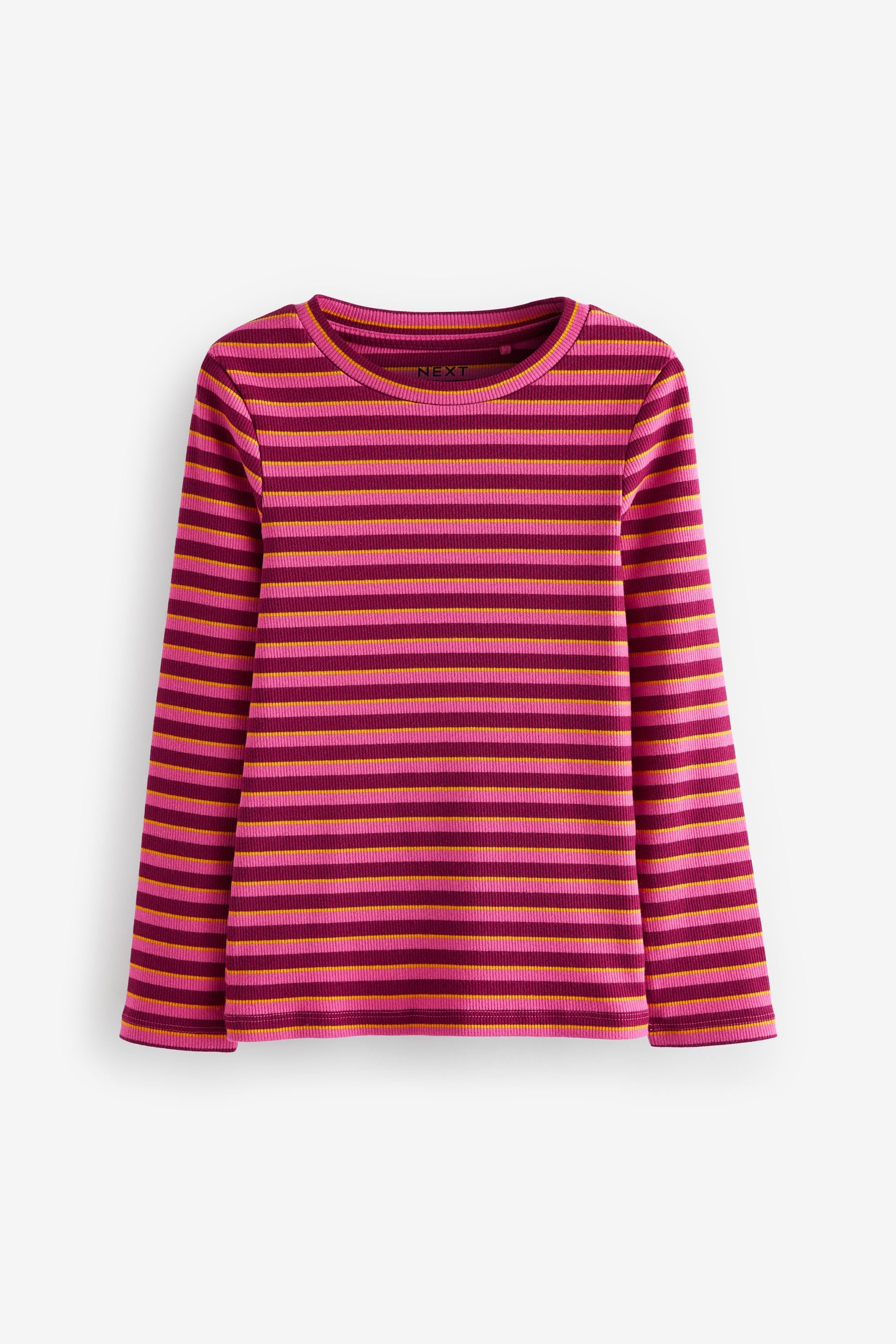 Pink/Plum 1 Pack Long Sleeve Ribbed Top (3-16yrs)