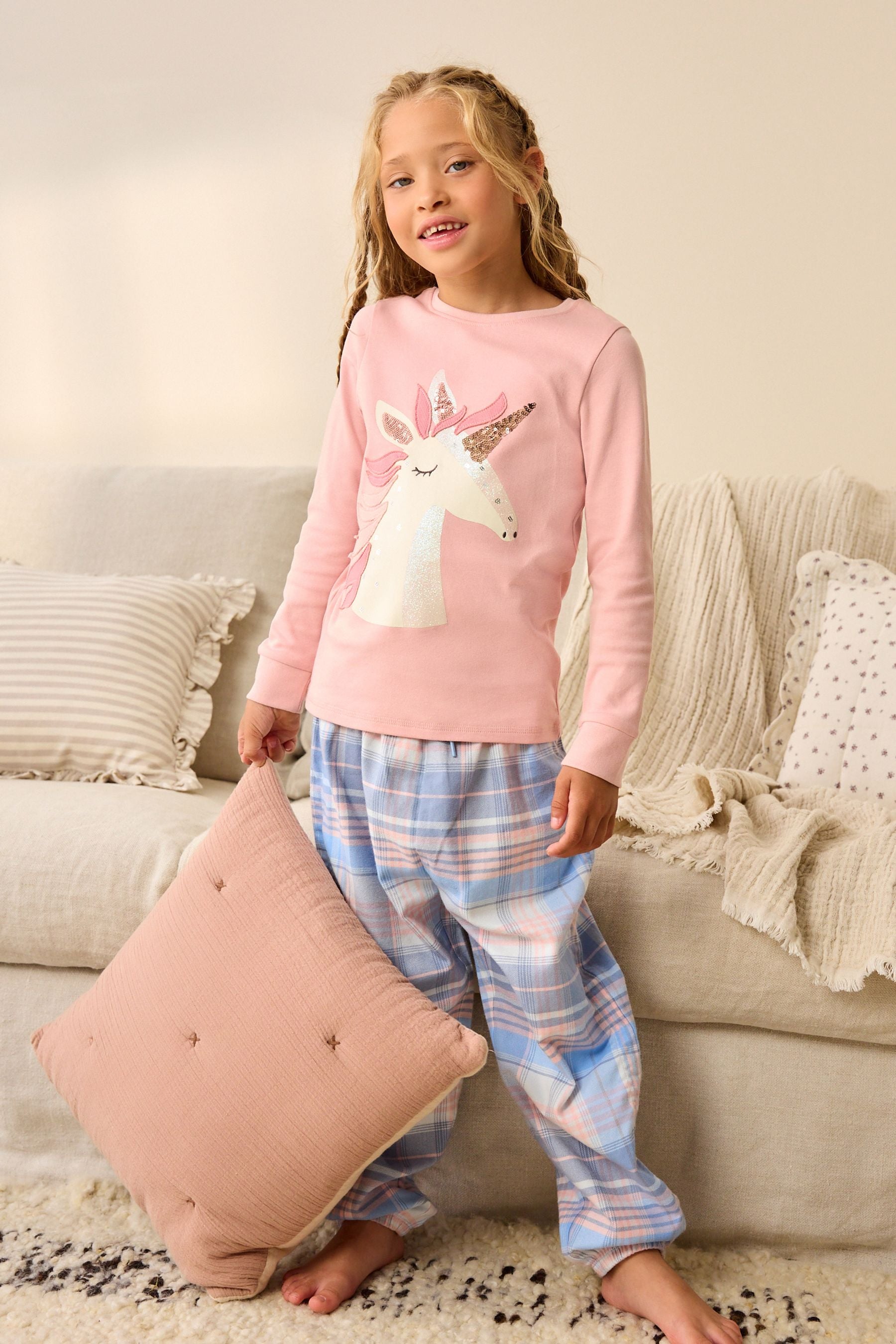 Pink Woven Bottom 100% Cotton Pyjamas 1 Pack (3-16yrs)