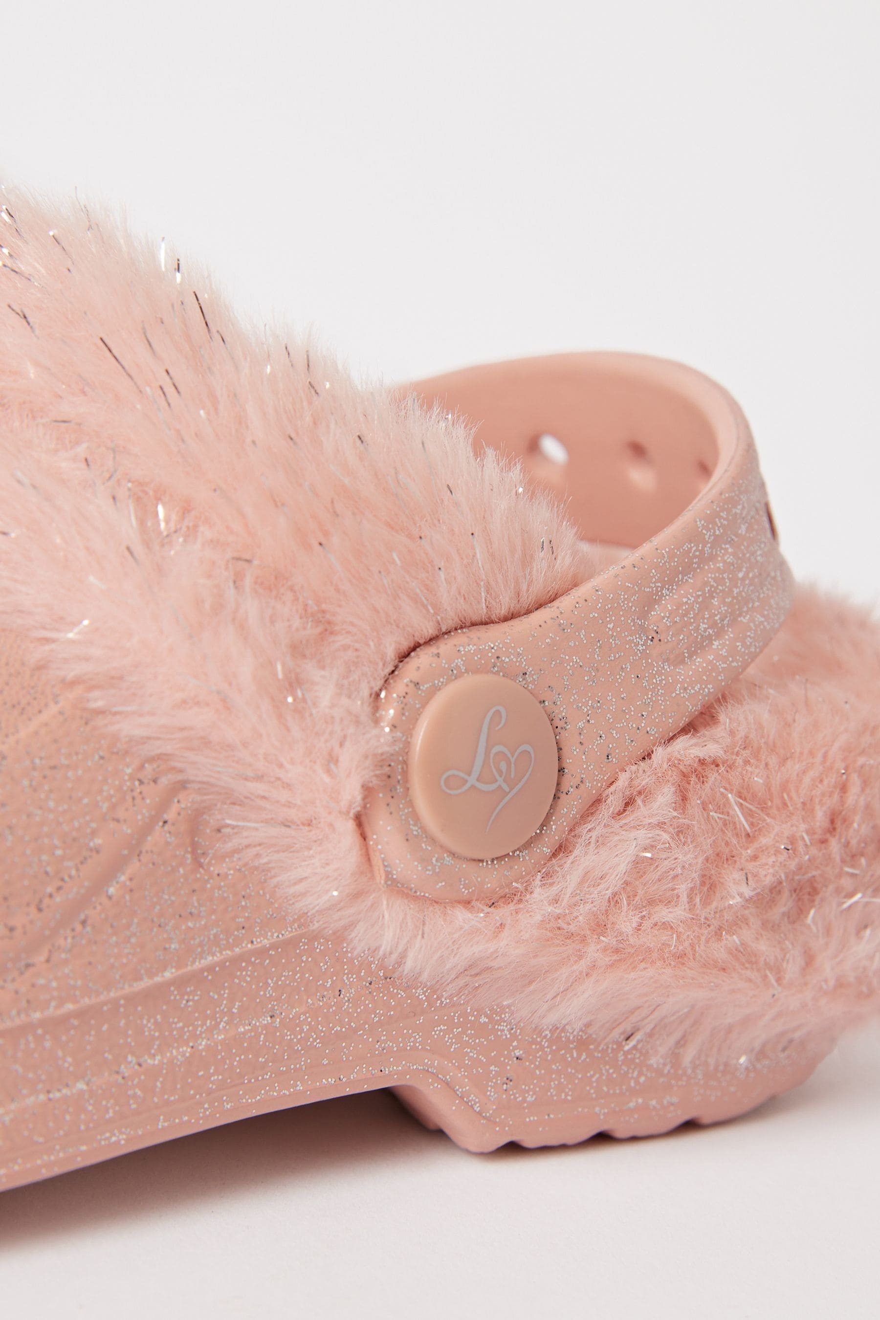 Pink Fleece Lined Faux Fur Slip On Clog Slippers