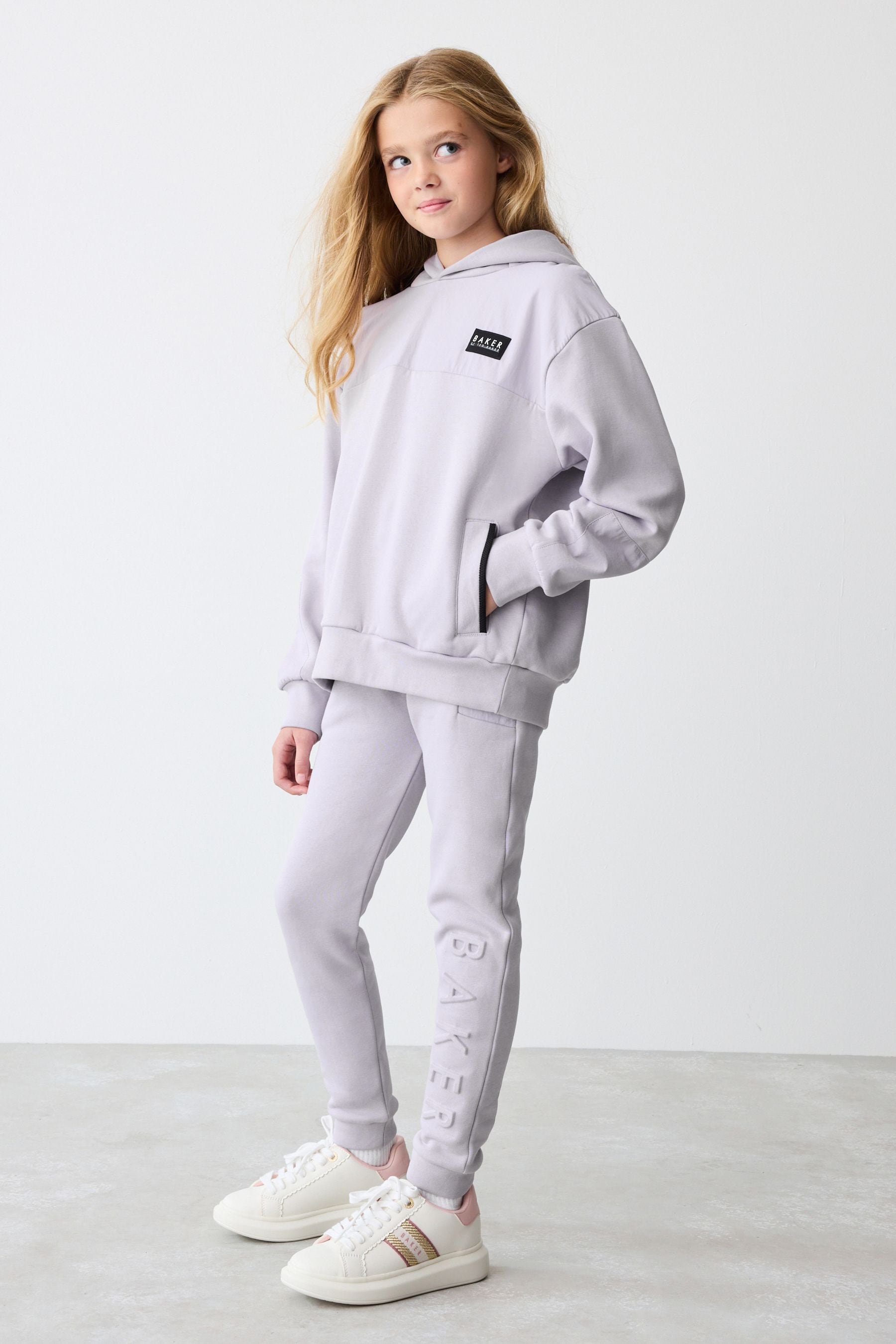 Baker by Ted Baker Lilac Panelled Hoodie and Embossed Joggers Set